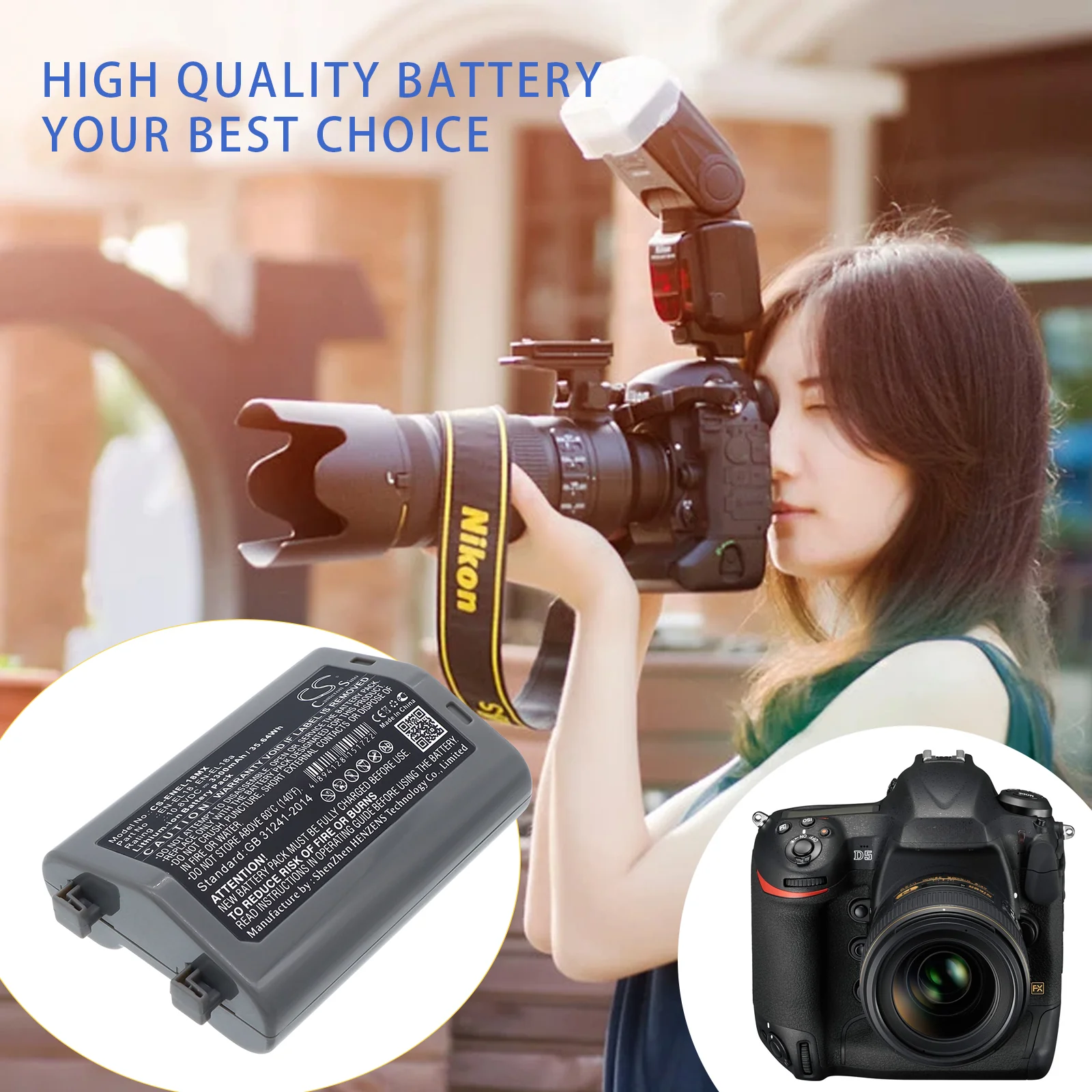 CS-ENEL18MX : Battery for NiKon D4 DSLR, D4S, D5 and others - Replaces NiKon EN-EL18, EN-EL18a - Image 3