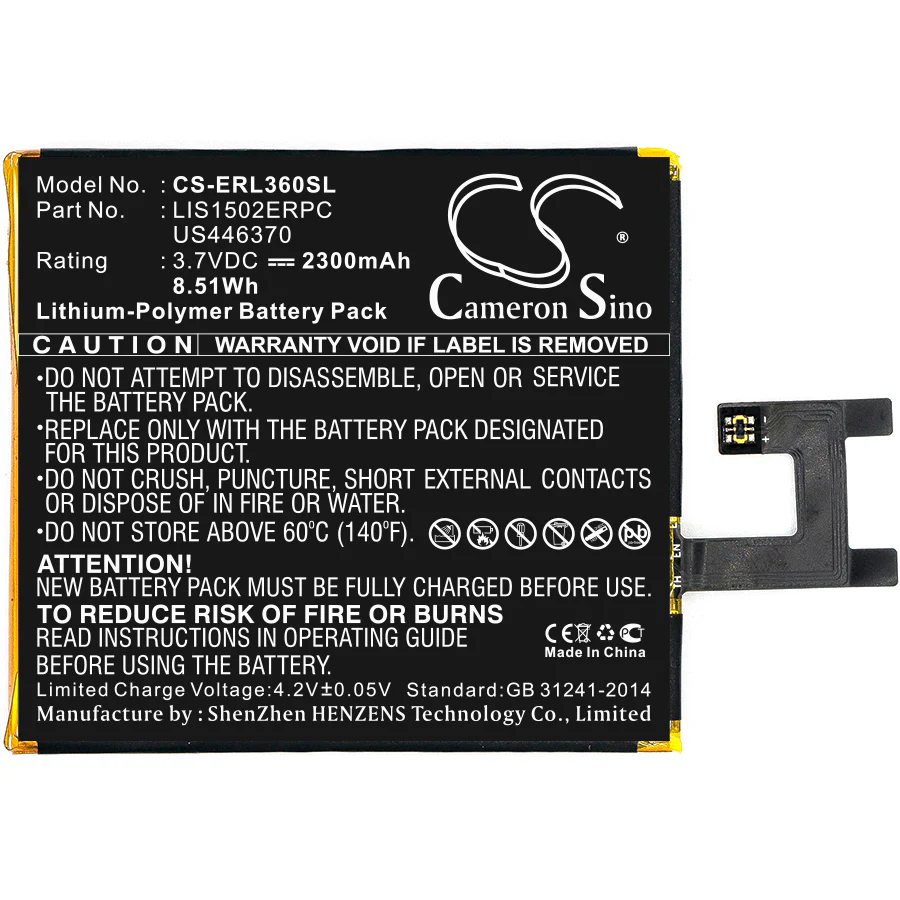 CS-ERL360SL : Battery for Sony Ericsson Xperia Z, Xperia C6603, Yuga and others - Replaces Sony Ericsson LIS1502ERPC, US446370, 1264-7064 - Image 3