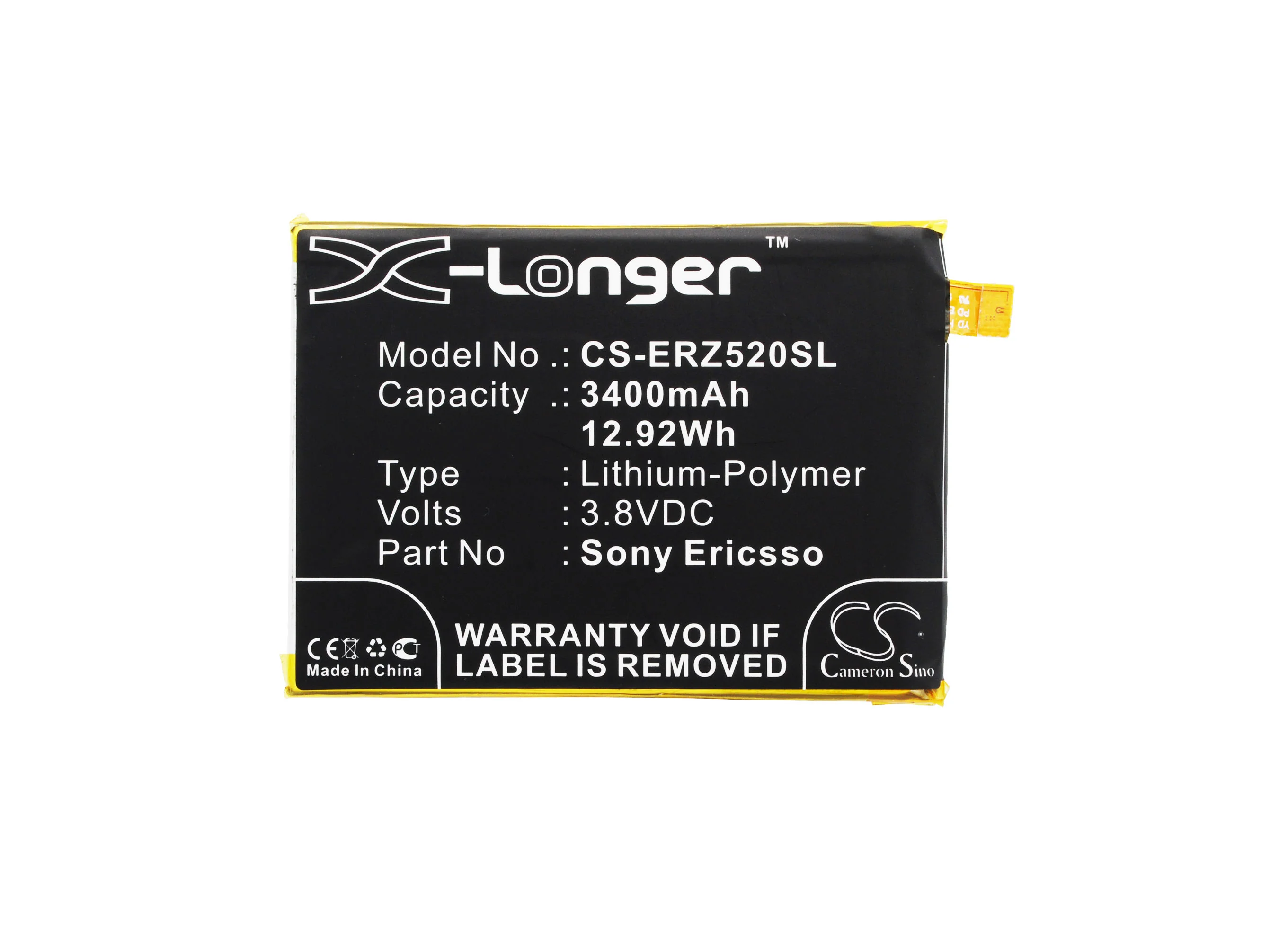 CS-ERZ520SL : Battery for Sony Xperia Z5 Premium, Xperia Z5 Premium Dual, E6853 and others - Replaces Sony LIS1605ERPC, 1296-2635 - Image 5
