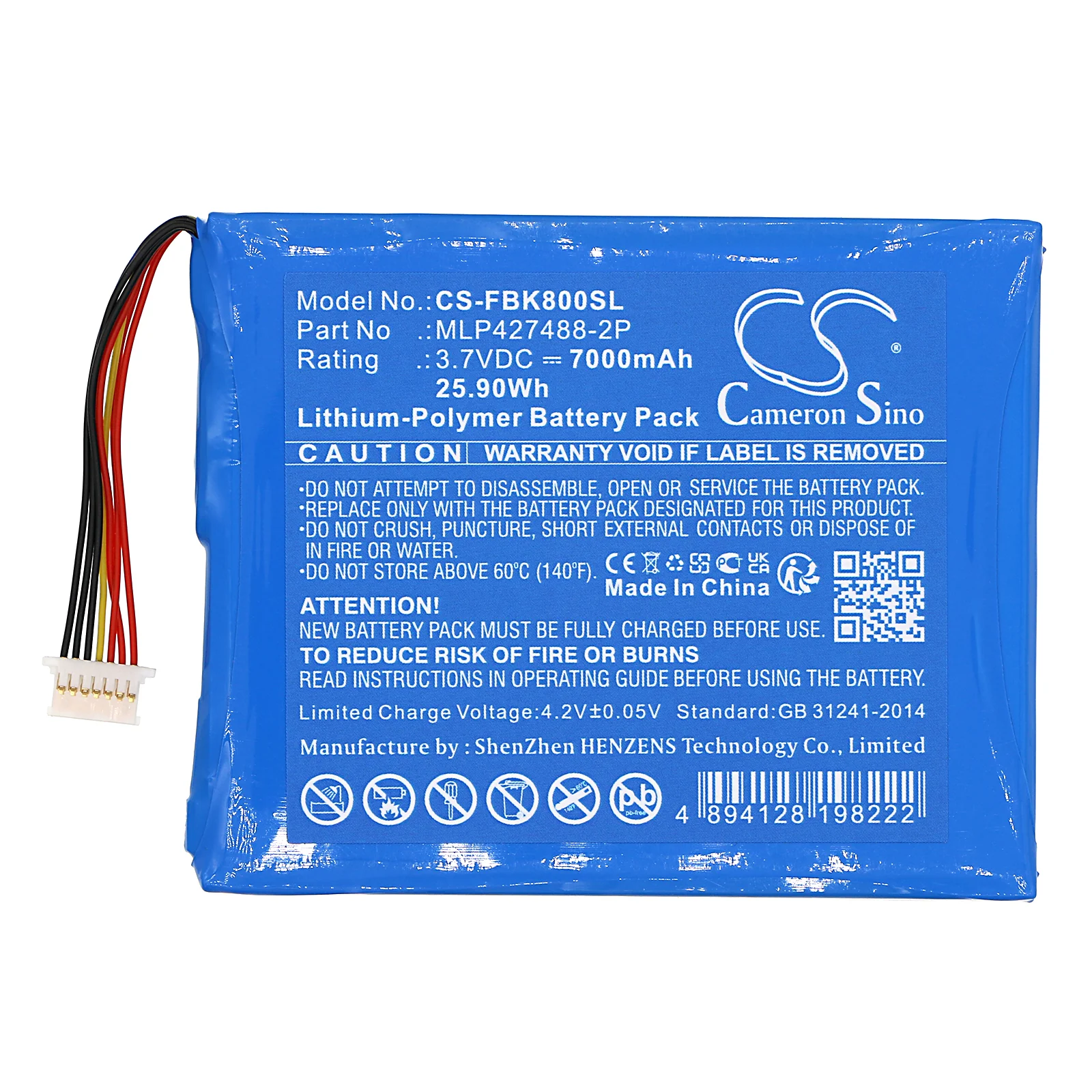 CS-FBK800SL : Battery for Fieldbook K80, K80 G2, Rugline RT86 Industrie Tablet - Replaces Fieldbook MLP427488-2P - Image 3