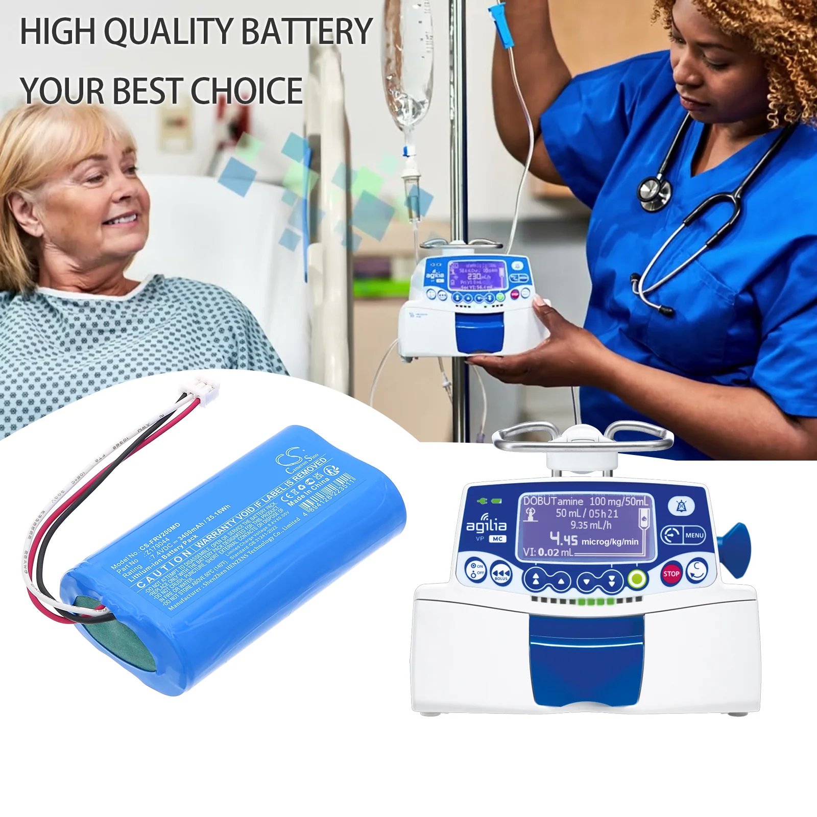 CS-FRV200MD : Battery for Fresenius \infusion pump Volumat Agilia VP Version V2, infusion pump Volumat Agilia SP Version V2 - Replaces Fresenius Z179044, Z179971, Z179985 - Image 4