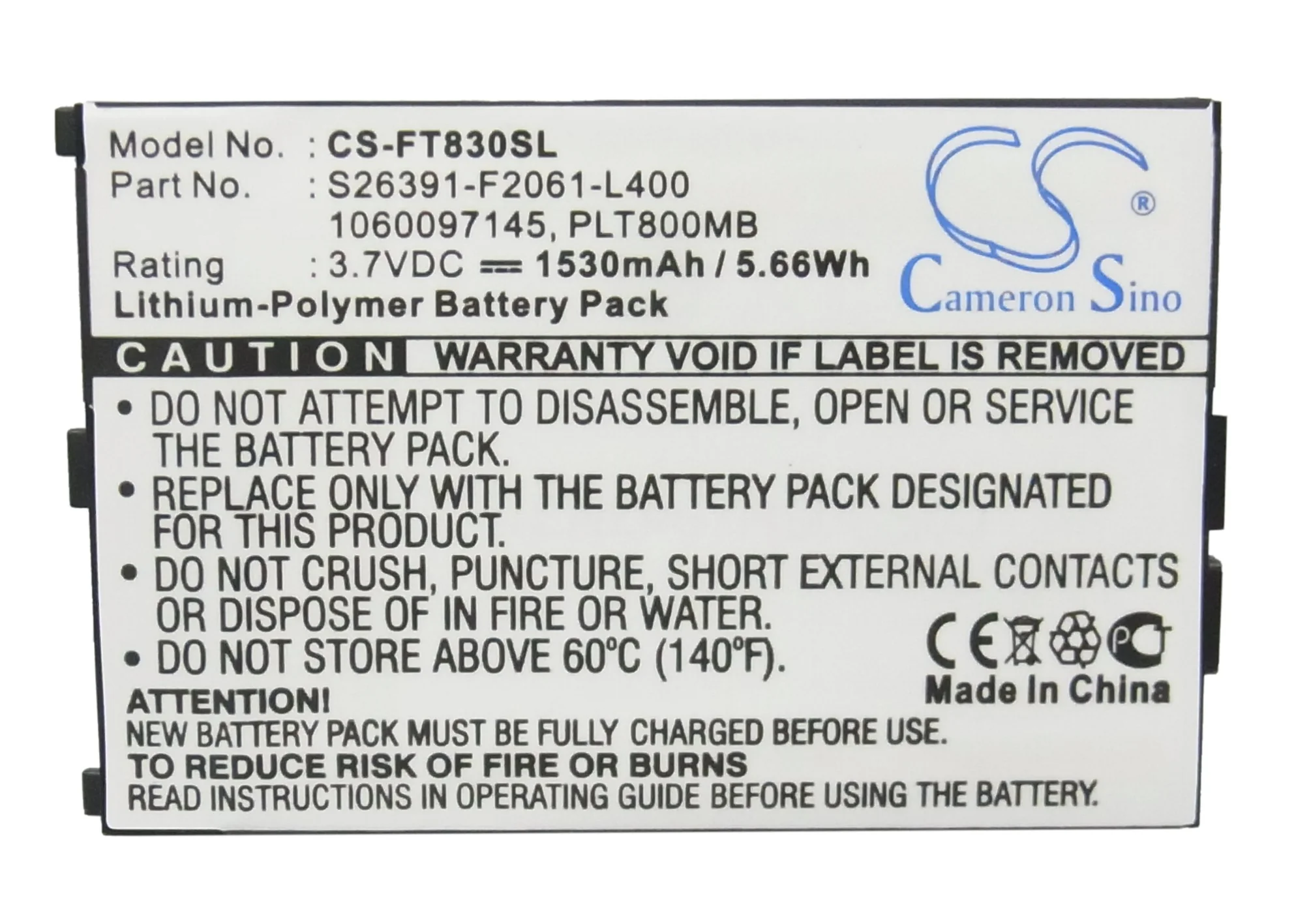 CS-FT830SL : Battery for Fujitsu Loox T800, Loox T810, Loox T830 - Replaces Fujitsu S26391-F2061-L400, 1060097145, PLT800MB and others - Image 5