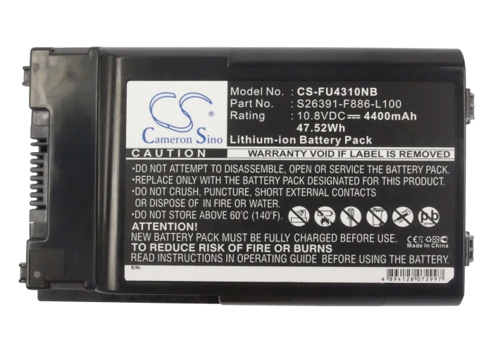 CS-FU4310NB : Battery for Fujitsu LifeBook T1010, LifeBook T1010LA, LifeBook T4310 and others - Replaces Fujitsu CP422590-02, FMVNBP171, FPCBP200 and others - Image 5