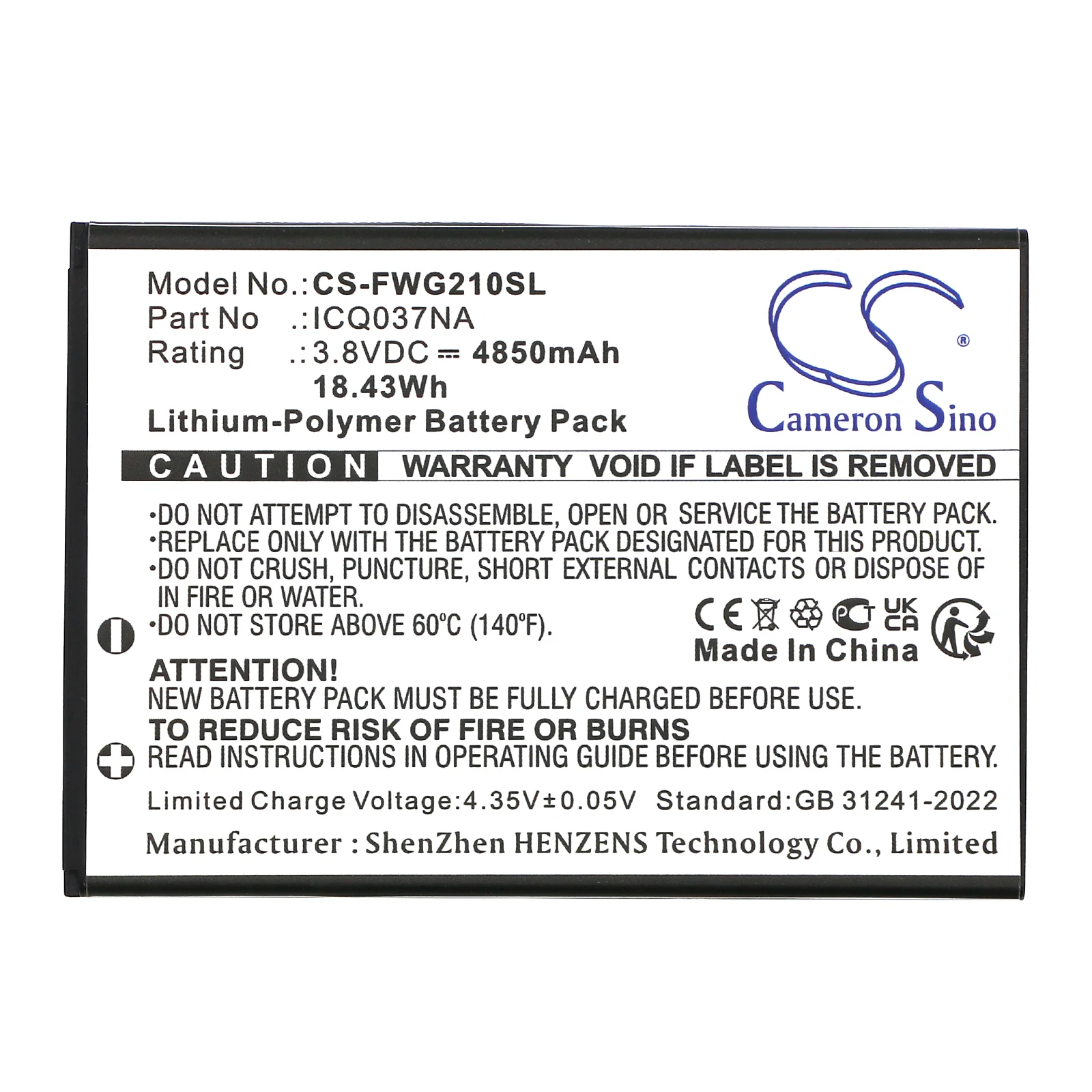 CS-FWG210SL : Battery for Franklin A50, JEXtream, RG2100 - Replaces Franklin ICQ037NA - Image 2