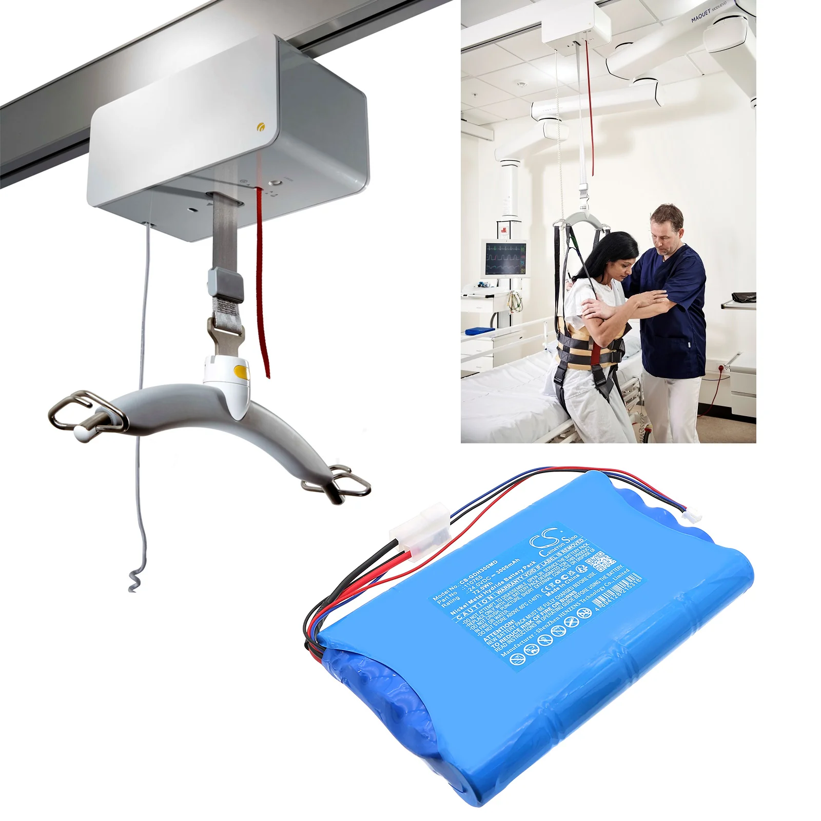 CS-GDH300MD : Battery for Guldmann GH3 Ceiling Lift, GH3+ Ceiling Lift - Replaces Guldmann 110765, 550182, B11908 - Image 5
