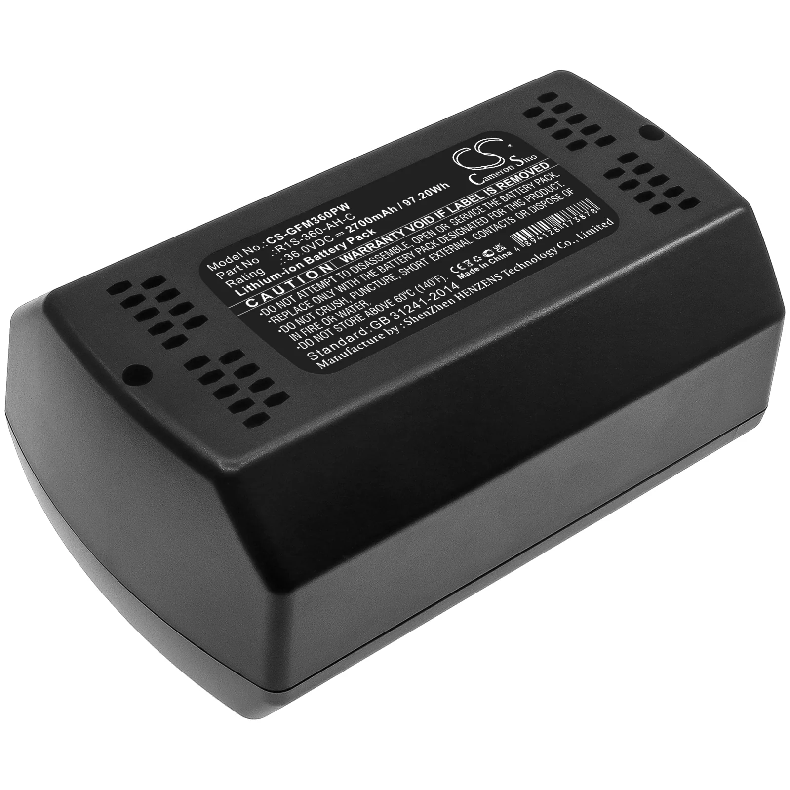 CS-GFM360PW : Battery for Garden Feelings IAM 36-3730 F, IAM 36-4340-1N F, GDLM3640 and others - Replaces Garden Feelings R1S-360-AH-C, B0P136AA, R1S-360-AH-C36V