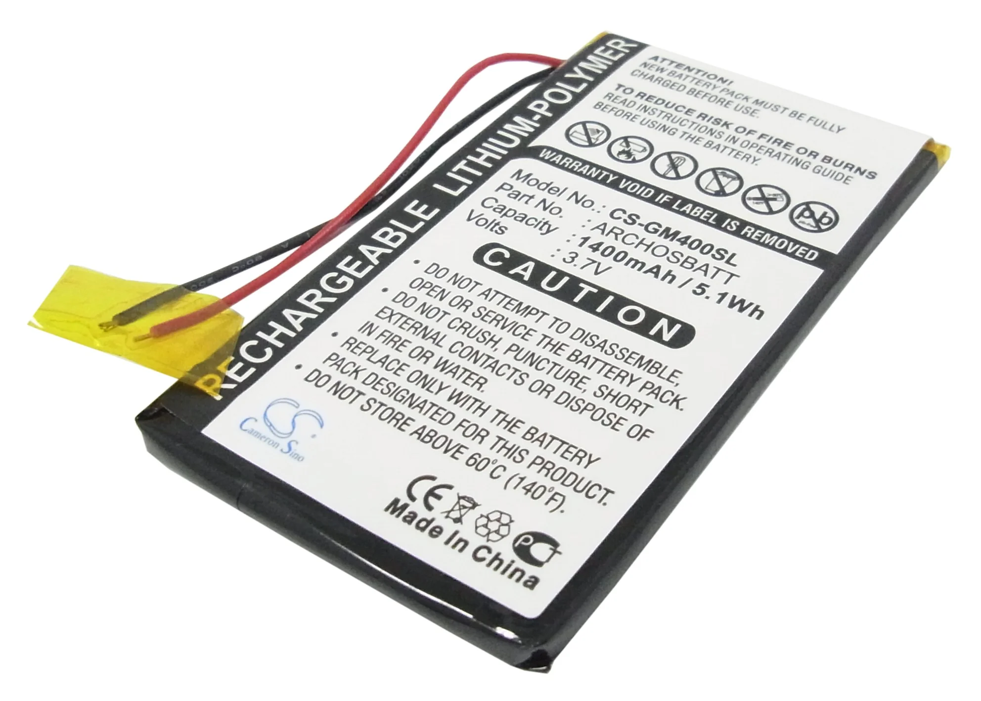 CS-GM400SL : Battery for Archos Gmini 400, Gmini 402, Gmini 402CC and others - Replaces Archos ARCHOSBATT