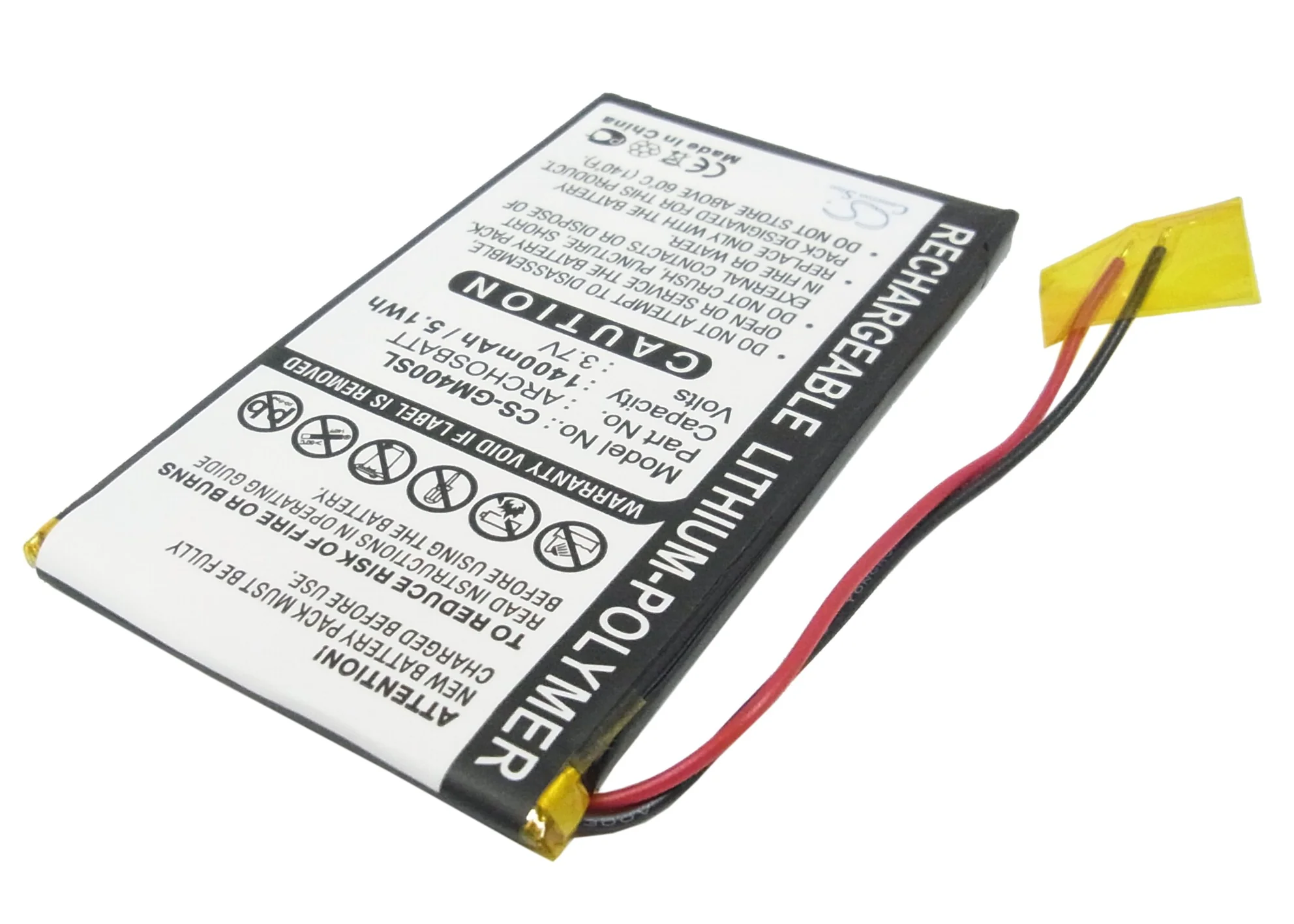 CS-GM400SL : Battery for Archos Gmini 400, Gmini 402, Gmini 402CC and others - Replaces Archos ARCHOSBATT - Image 2