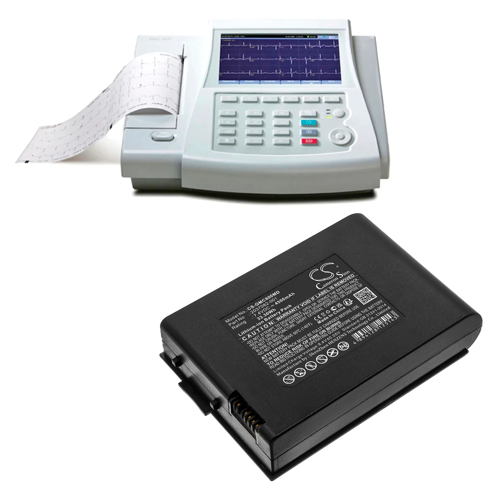 CS-GMC800MD : Battery for GE MAC 800, MAC800, ECG Mac 800 - Replaces GE 2037082-001, 2039944-001, M2823 and others - Image 4