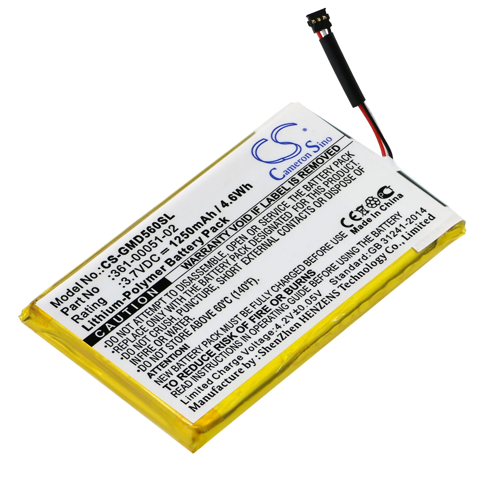 CS-GMD560SL : Battery for Garmin Dezl 560LMT, Dezl 560LT, Dezl 650LM and others - Replaces Garmin 361-00051-02 - Image 3