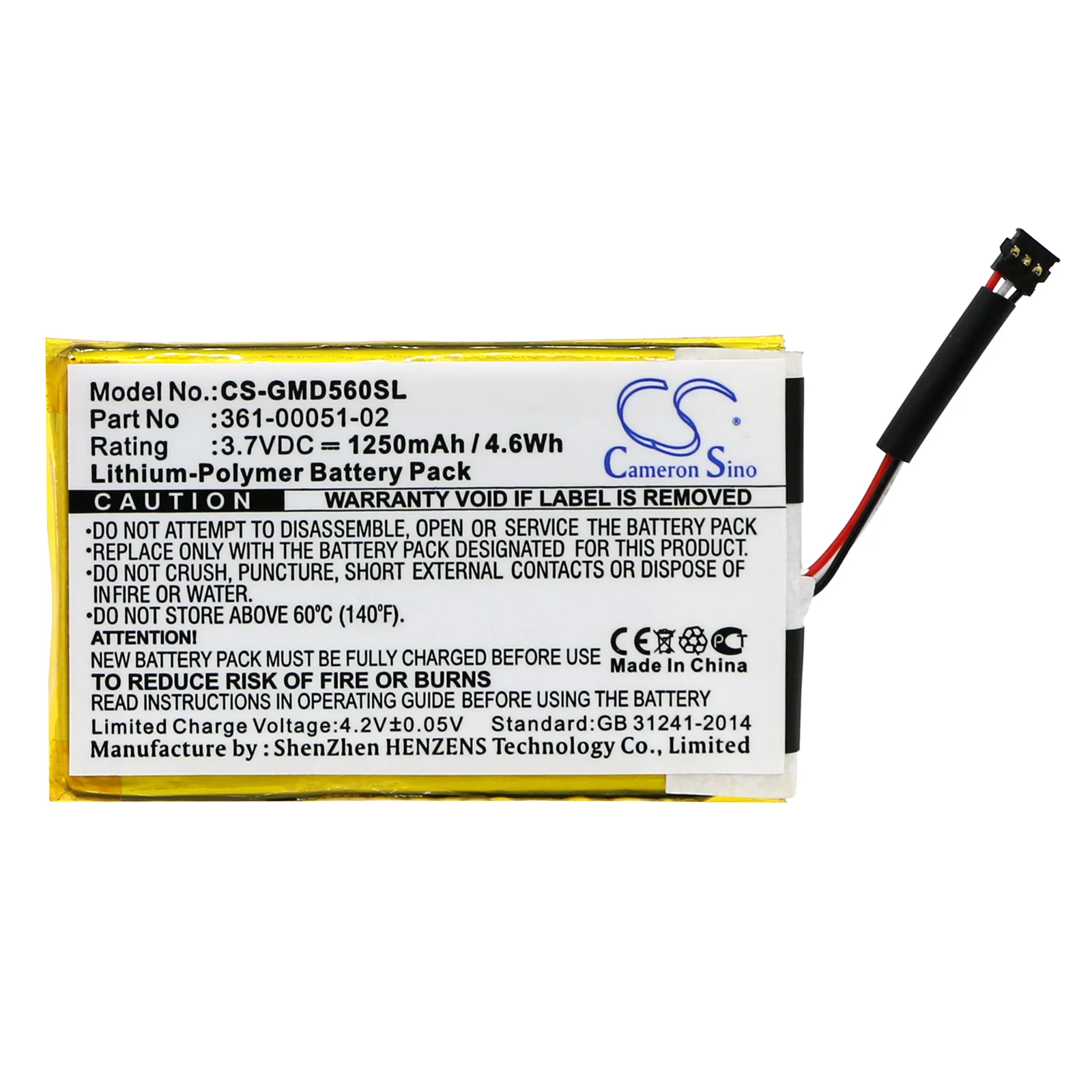 CS-GMD560SL : Battery for Garmin Dezl 560LMT, Dezl 560LT, Dezl 650LM and others - Replaces Garmin 361-00051-02 - Image 5