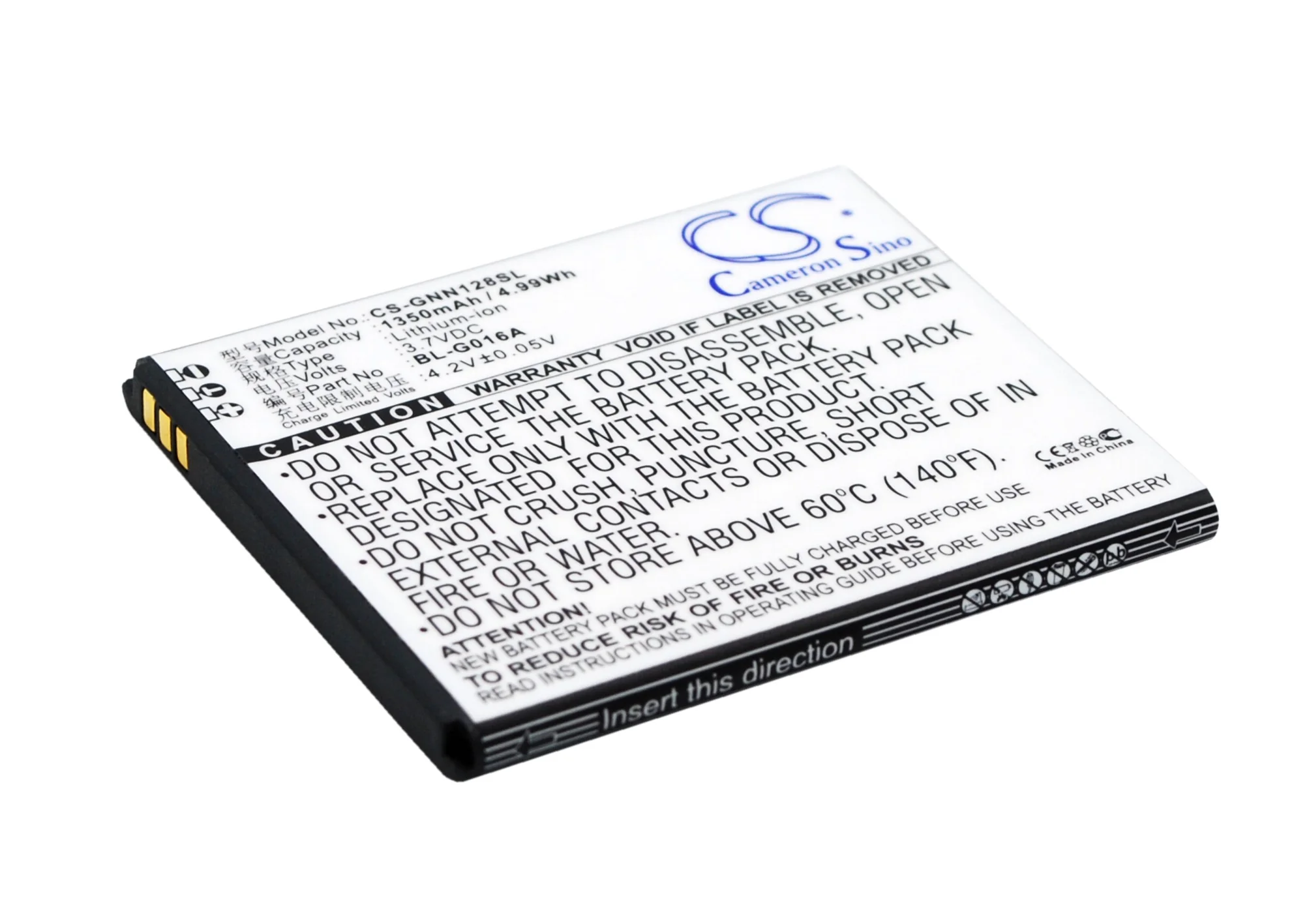 CS-GNN128SL : Battery for GIONEE GN128 - Replaces GIONEE BL-G016A - Image 2