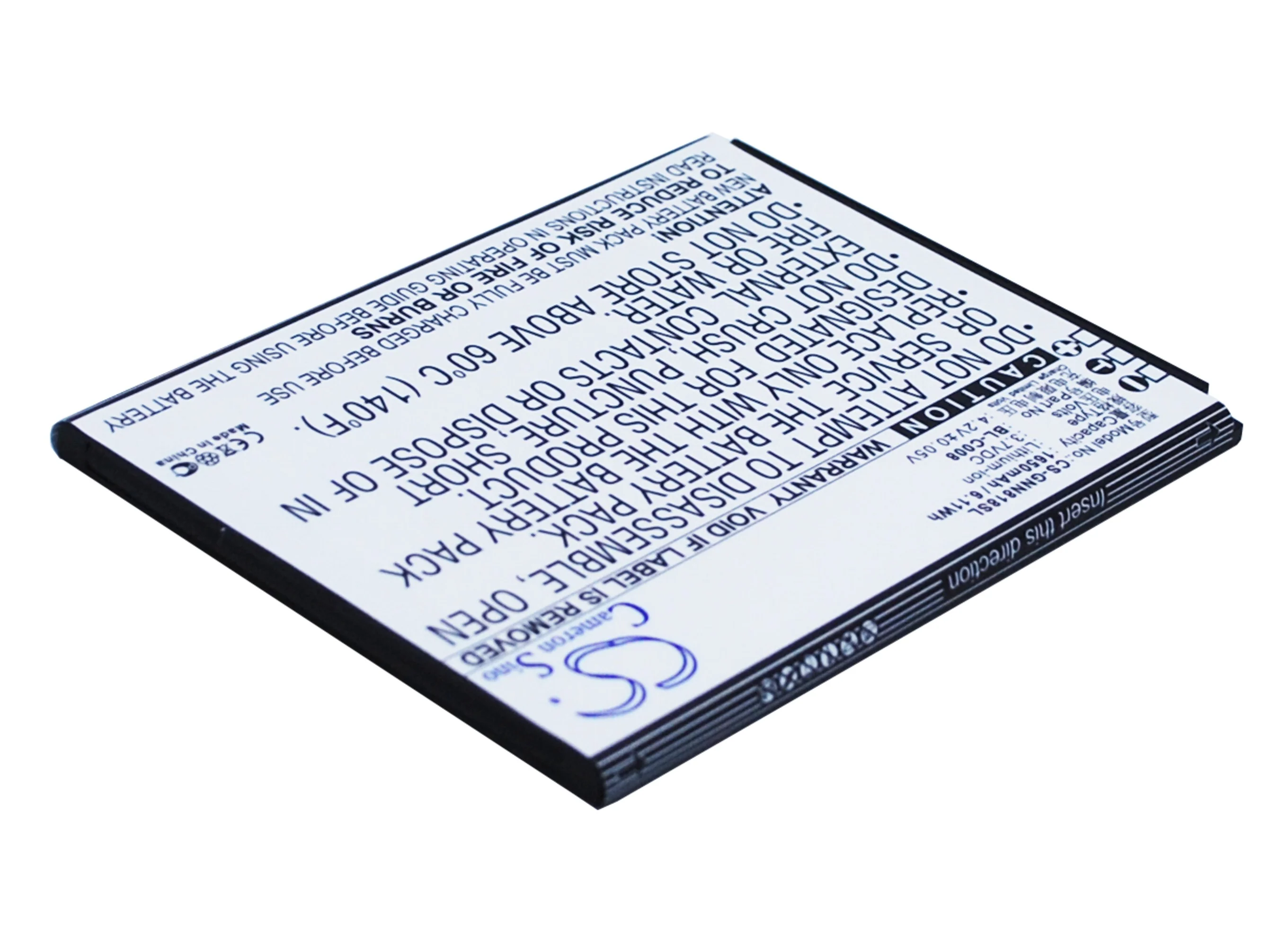 CS-GNN818SL : Battery for GIONEE GN705W, GN705T, GN818T - Replaces GIONEE BL-C008 - Image 2
