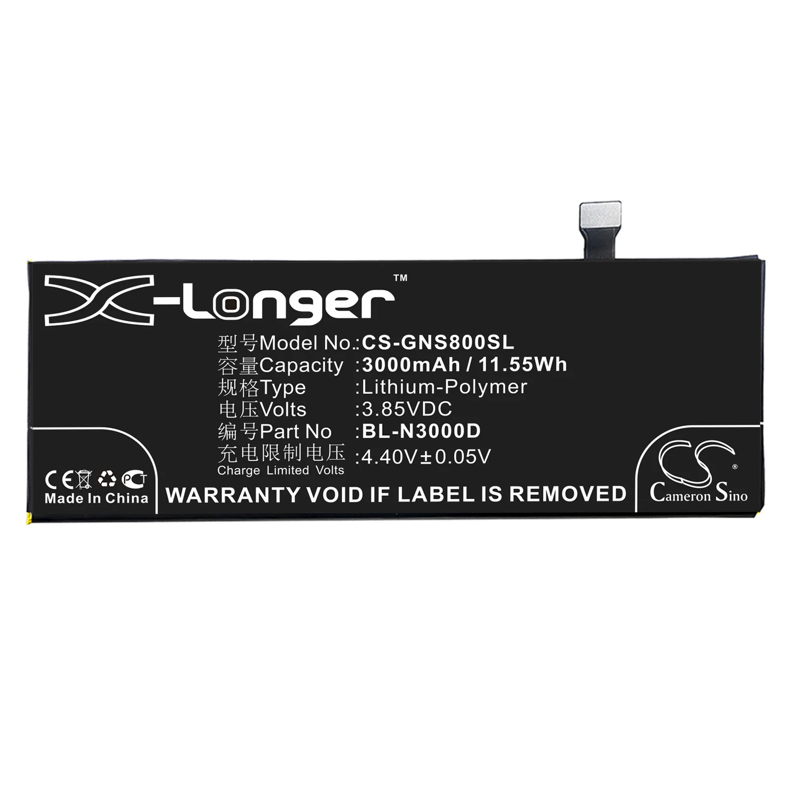 CS-GNS800SL : Battery for GIONEE Elife S8, GN9011, GN9011L - Replaces GIONEE BL-N3000D - Image 3