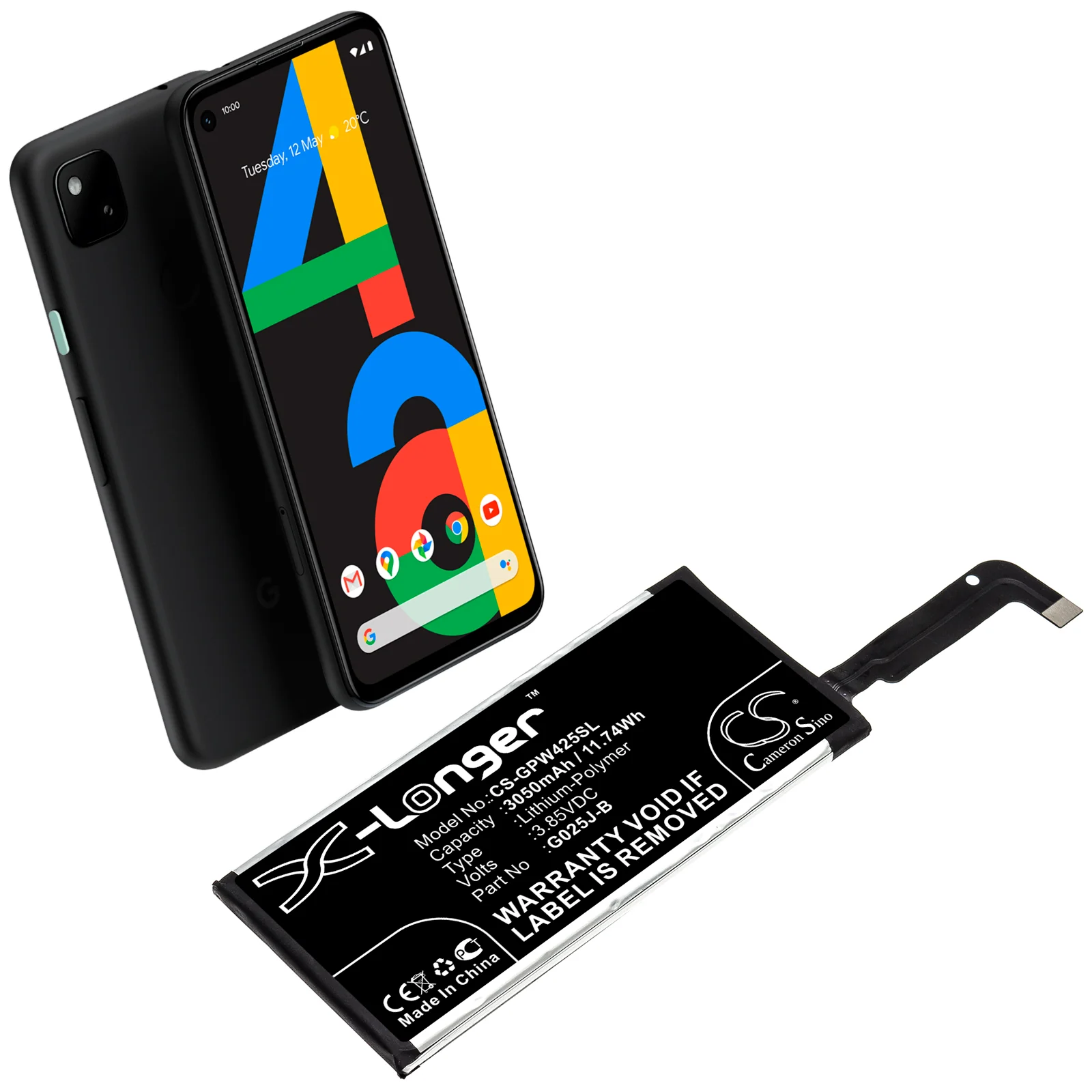 CS-GPW425SL : Battery for Google Pixel 4A - Replaces Google G025J-B - Image 5
