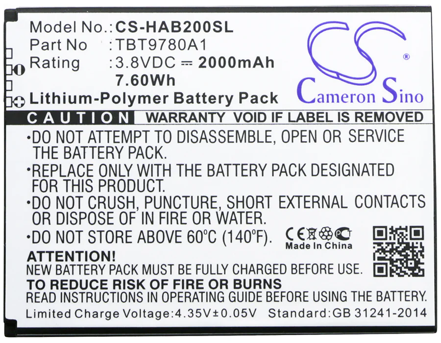 CS-HAB200SL : Battery for K-Touch Nibiru H1, Nibiru H1C - Replaces K-Touch TBT9780A1 - Image 3