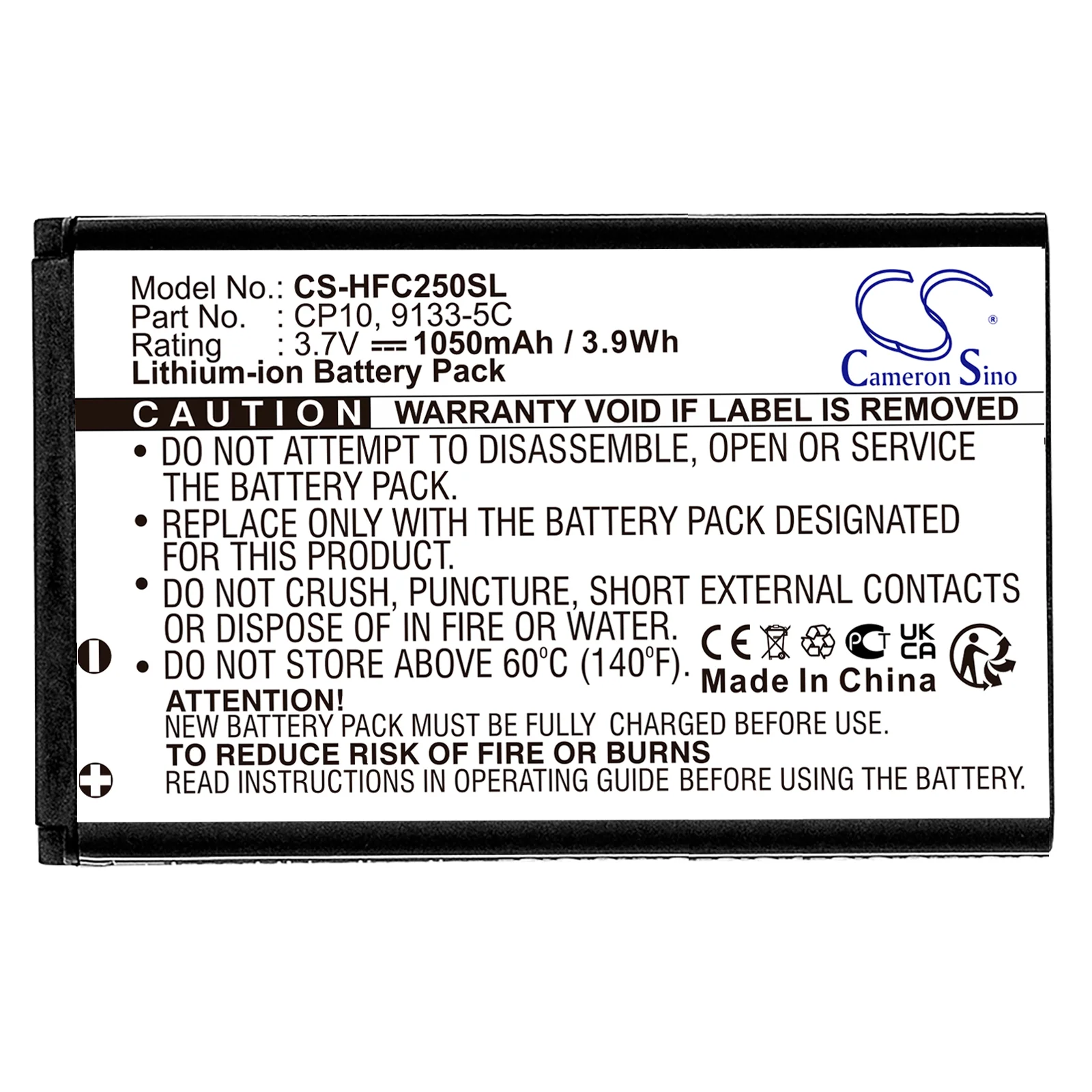 CS-HFC250SL : Battery for Telefunken T90506, Action Camera FHD170/5, TM600 and others - Replaces LAMTAM E11, E16, LT826 and others - Image 3