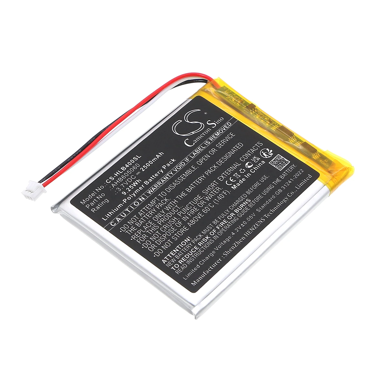 CS-HLB400SL : Battery for HelloBaby HB40 Monitor, HB50 Monitor, HB6351 Monitor - Replaces HelloBaby AHB605060 - Image 2