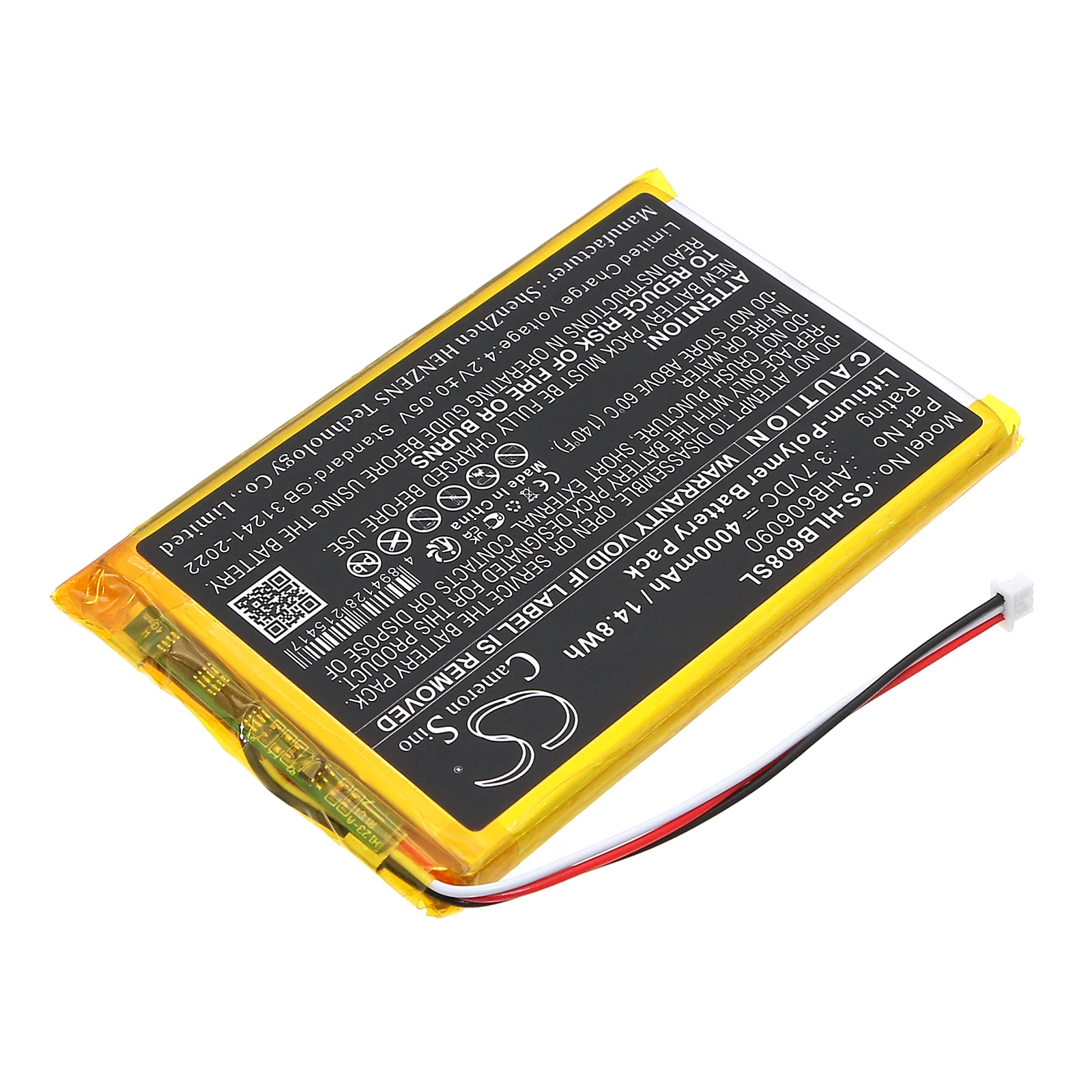 CS-HLB608SL : Battery for HelloBaby HB6081 Video Baby Monitor, HB6256 2.4GHz Digital Wireless Video Baby Monitor - Replaces HelloBaby AHB606090 - Image 4