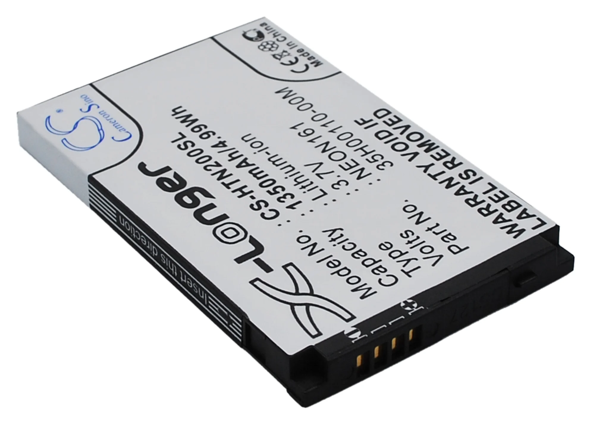 CS-HTN200SL : Battery for HTC Touch Dual 850, Touch Dual P5310, Neon 200 and others - Replaces HTC NEON161, 35H00110-00M - Image 2
