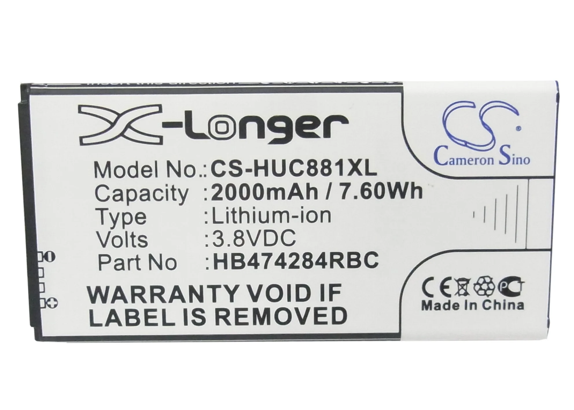 CS-HUC881XL : Battery for Huawei C8816, C8816D, Ascend Y550 and others - Replaces Huawei HB474284RBC - Image 5