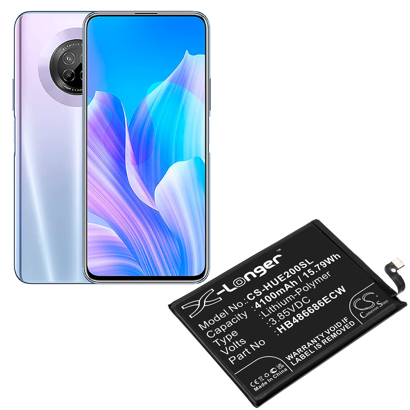 CS-HUE200SL : Battery for Huawei Enjoy 20 Plus, Enjoy 20 Plus 5G Standard Edition, FRL-AN00a and others - Replaces Huawei HB486686ECW - Image 5