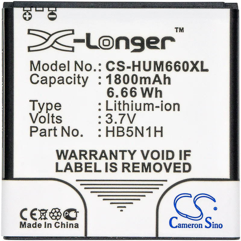 CS-HUM660XL : Battery for Cricket M660, Ascend Q - Replaces T-Mobile HB5N1, HB5N1H - Image 3