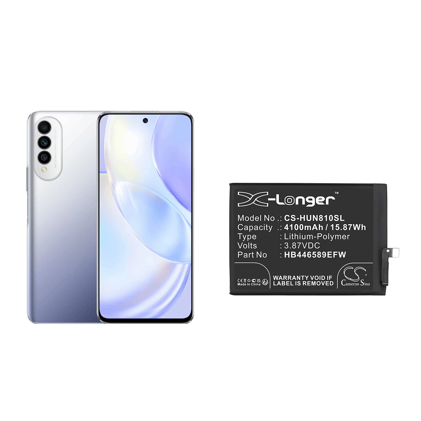 CS-HUN810SL : Battery for Huawei Nova 8 SE, NZONE S7 Pro, SP200 and others - Replaces Huawei HB446589EFW - Image 4