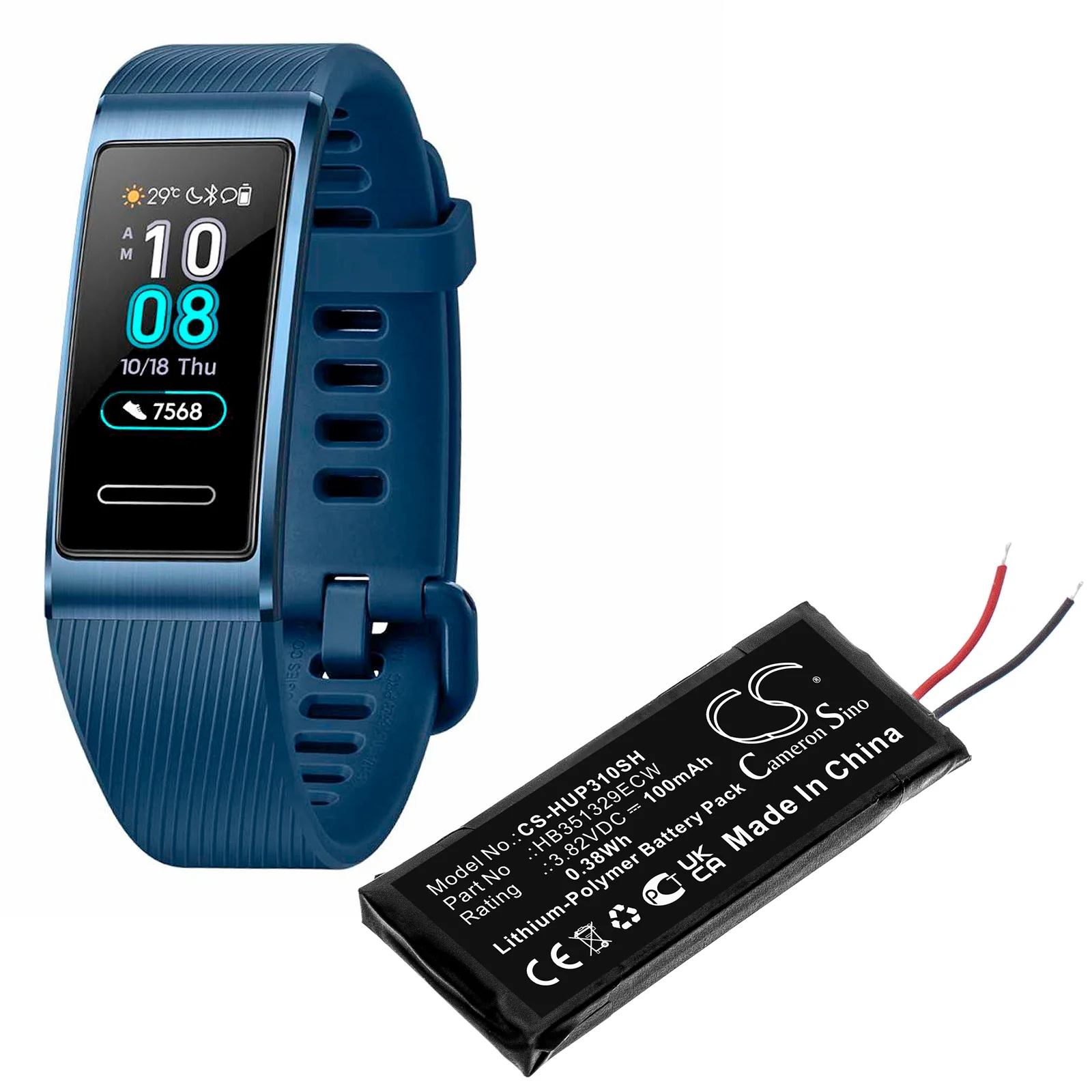 CS-HUP310SH : Battery for Huawei Band 3 Pro - Replaces Huawei HB351329ECW - Image 5