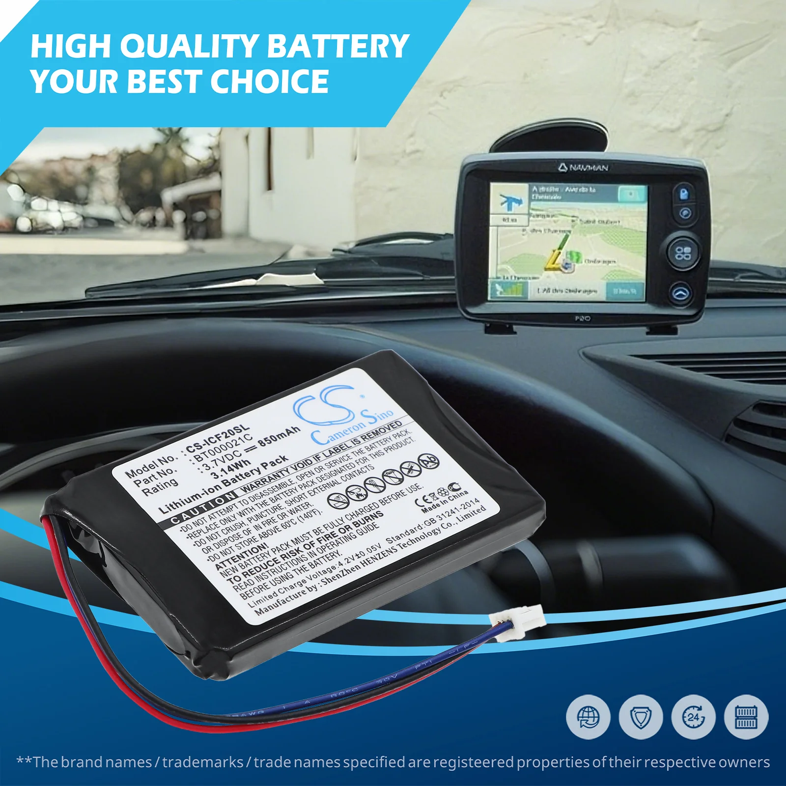CS-ICF20SL : Battery for Navman F20, F20 Euro, F30 and others - Replaces Navman BT000021C - Image 3