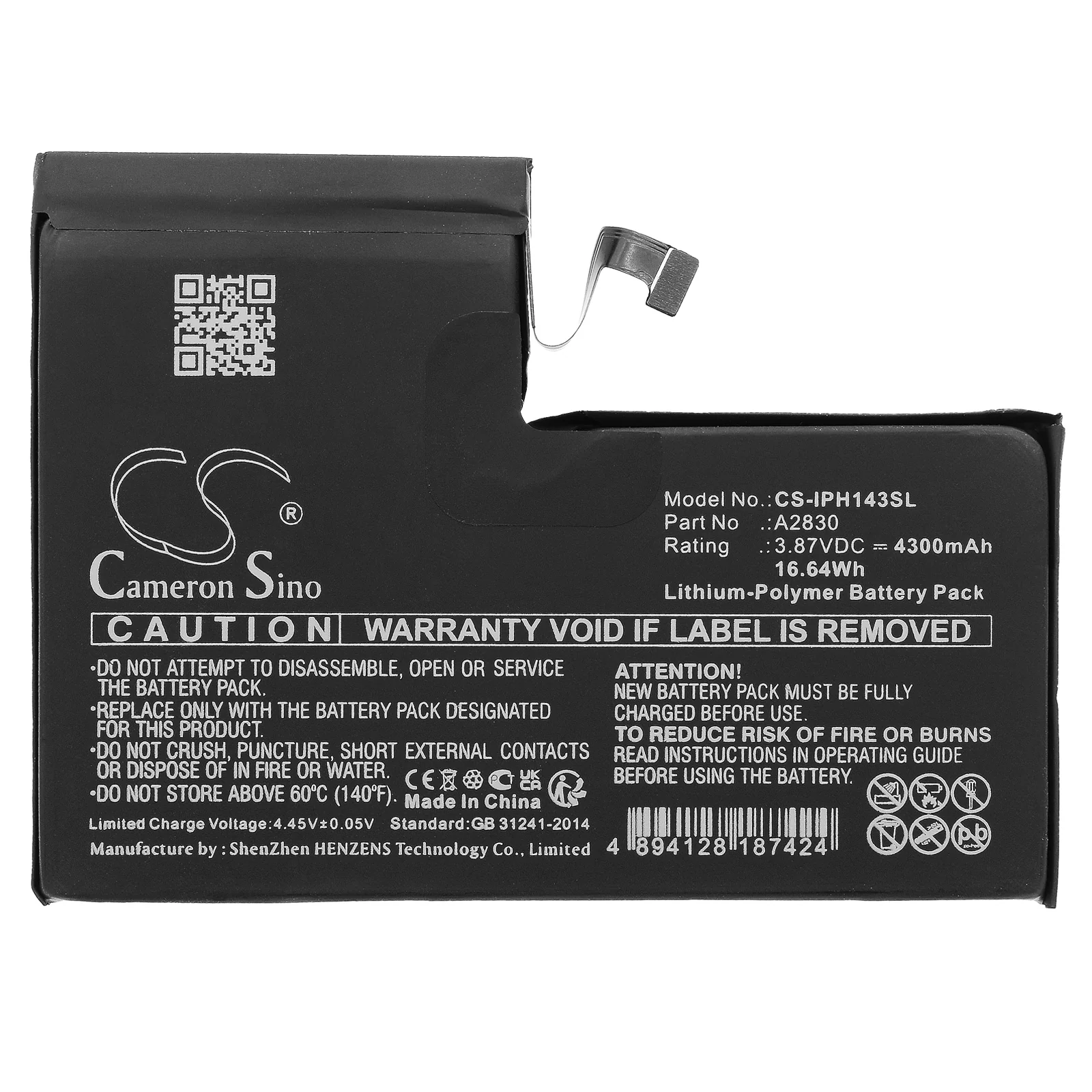 CS-IPH143SL : Battery for Apple iPhone 14 Pro Max - Replaces Apple A2830 - Image 3