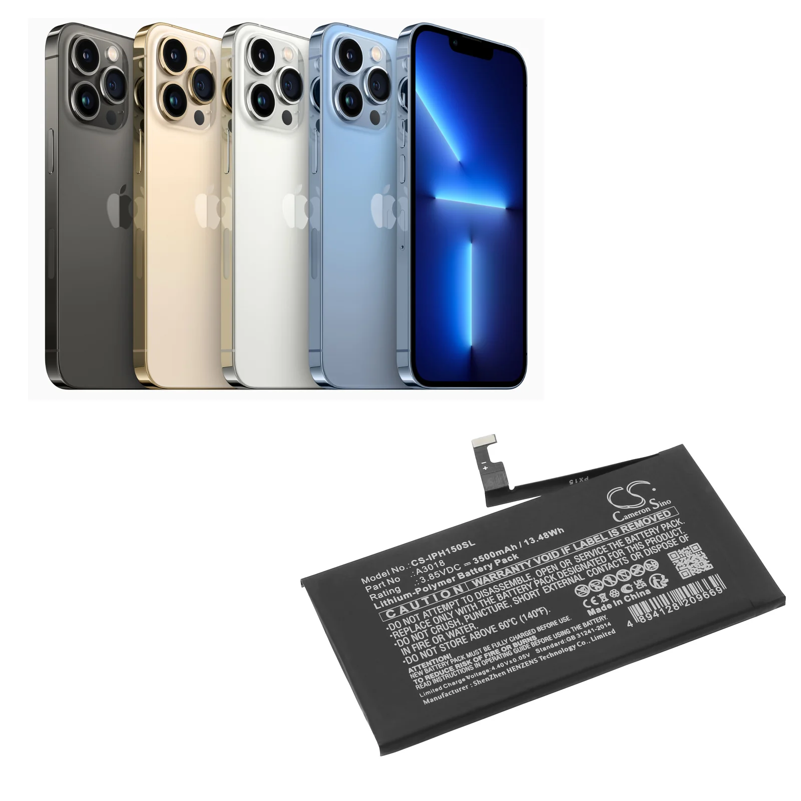 CS-IPH150SL : Battery for Apple iPhone 15 - Replaces Apple A3018