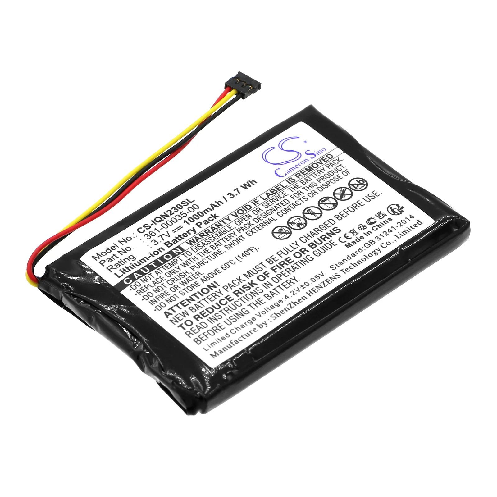 CS-IQN230SL : Battery for Garmin Nuvi 2300, Nuvi 2300LM, Nuvi 2350LT and others - Replaces Garmin 361-00035-00, 361-00035-02 - Image 4