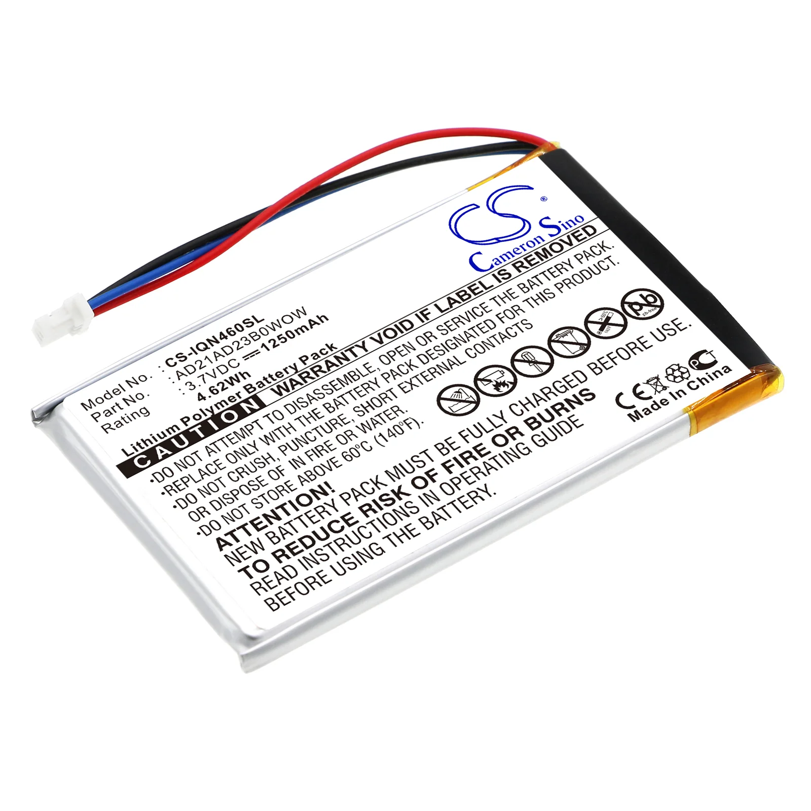 CS-IQN460SL : Battery for Garmin Nuvi 465, Nuvi 465T, Nuvi 465LTM - Replaces Garmin AD21AD23B0WOW
