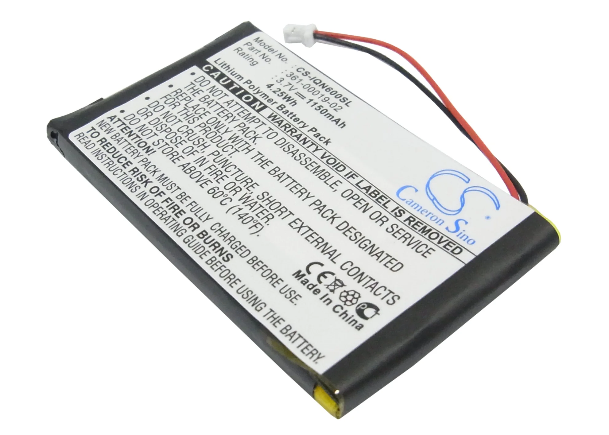 CS-IQN600SL : Battery for Garmin Nuvi 600, Nuvi 610, Nuvi 610T and others - Replaces Garmin 361-00019-02, D25292-0000, 010-00540-70 and others - Image 2
