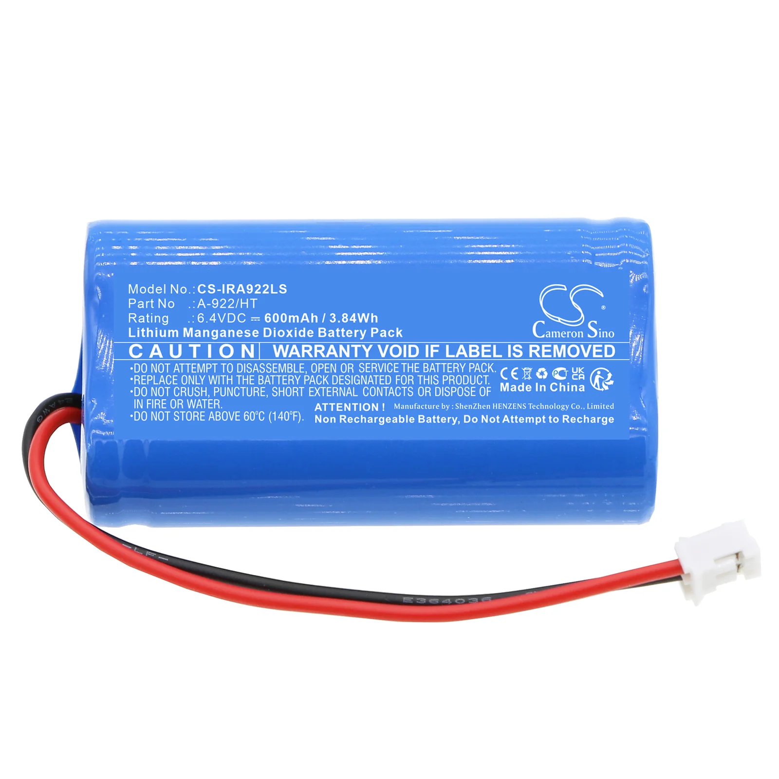 CS-IRA922LS : Battery for IRON LUX E73 417 12 - Replaces IRON LUX A-922/HT - Image 3