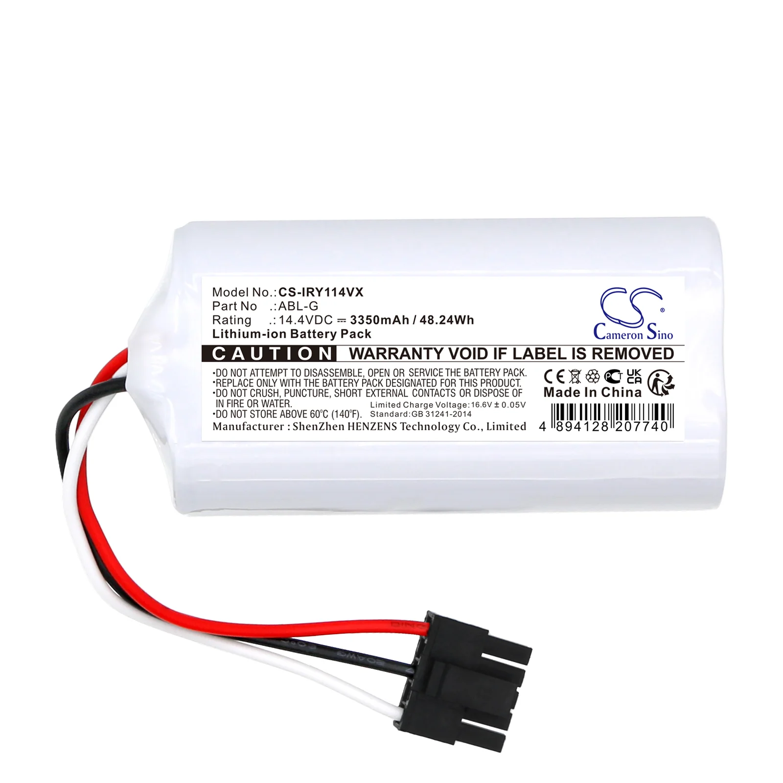 CS-IRY114VX : Battery for iRobot Roomba Combo Essential Vacuum and Mop Robot, Roomba Combo Essential, Y011040 and others - Replaces iRobot ABL-G - Image 4