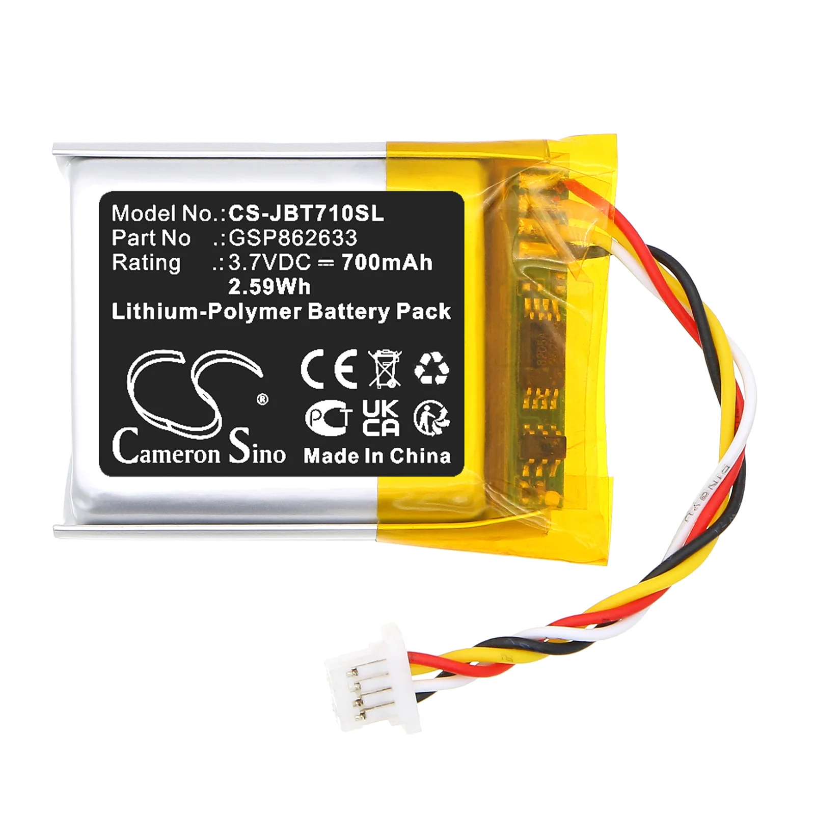 CS-JBT710SL : Battery for JBL Tune 710 BT - Replaces JBL GSP862633 - Image 3
