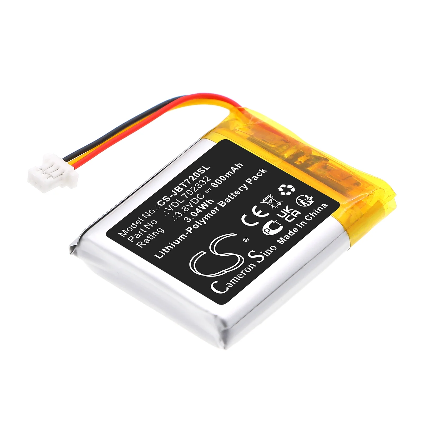 CS-JBT720SL : Battery for JBL Tune 720 BT, Tune 760 BT - Replaces JBL VDL 702332 - Image 2