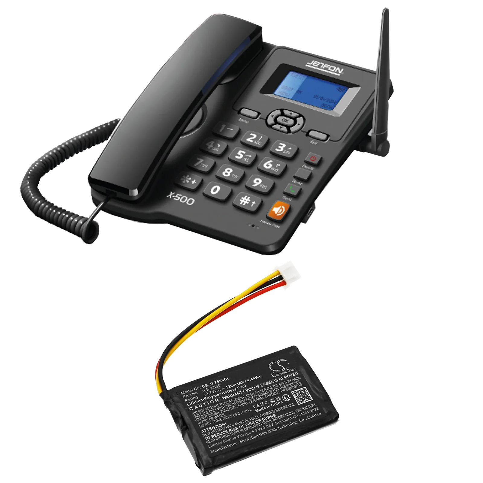 CS-JFX500CL : Battery for Jetfon X500 - Replaces Jetfon LB-X500 - Image 5
