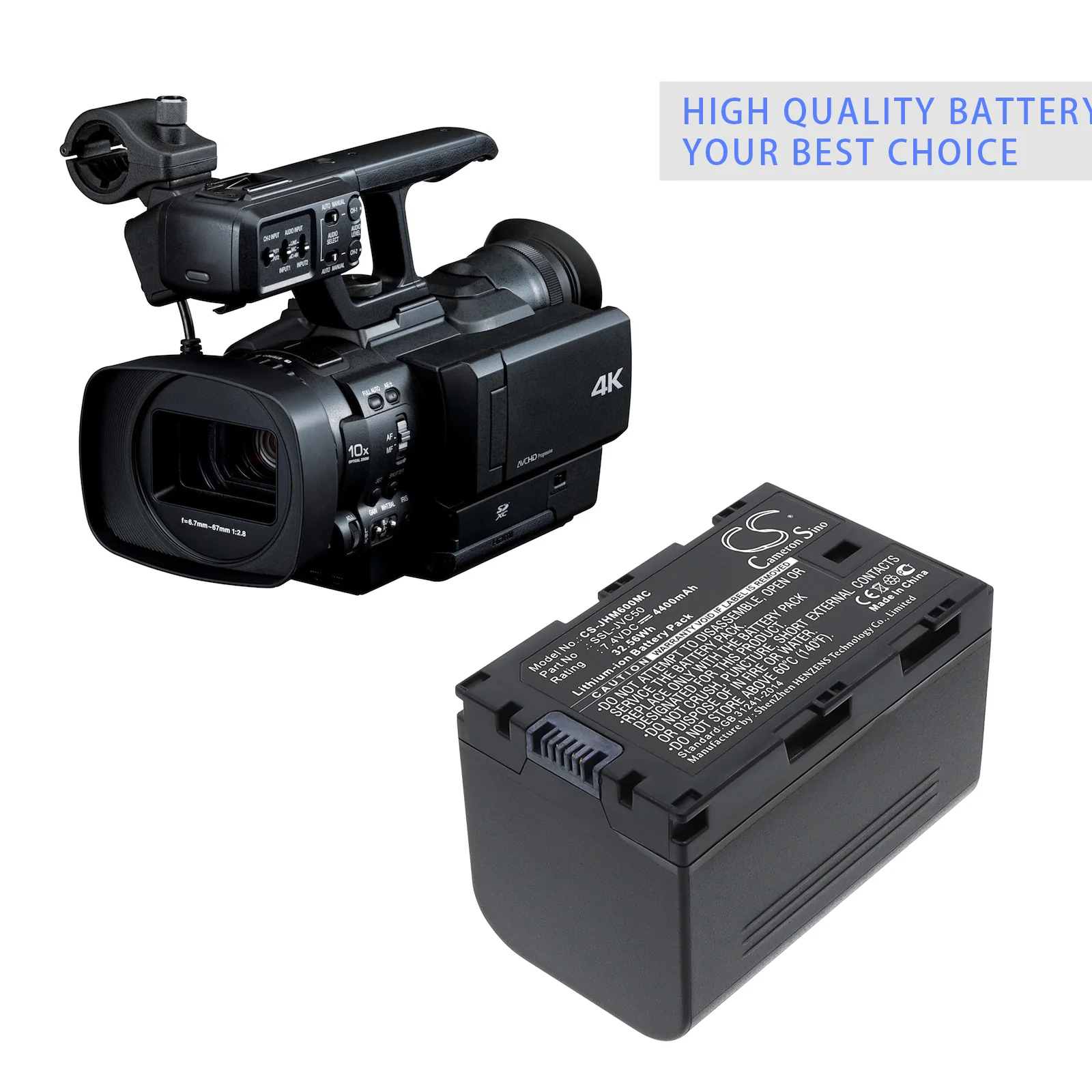 CS-JHM600MC : Battery for JVC GY-HMQ10, GY-HM600E, GY-HM600EC and others - Replaces JVC SSL-JVC50, SSL-JVC70 - Image 4