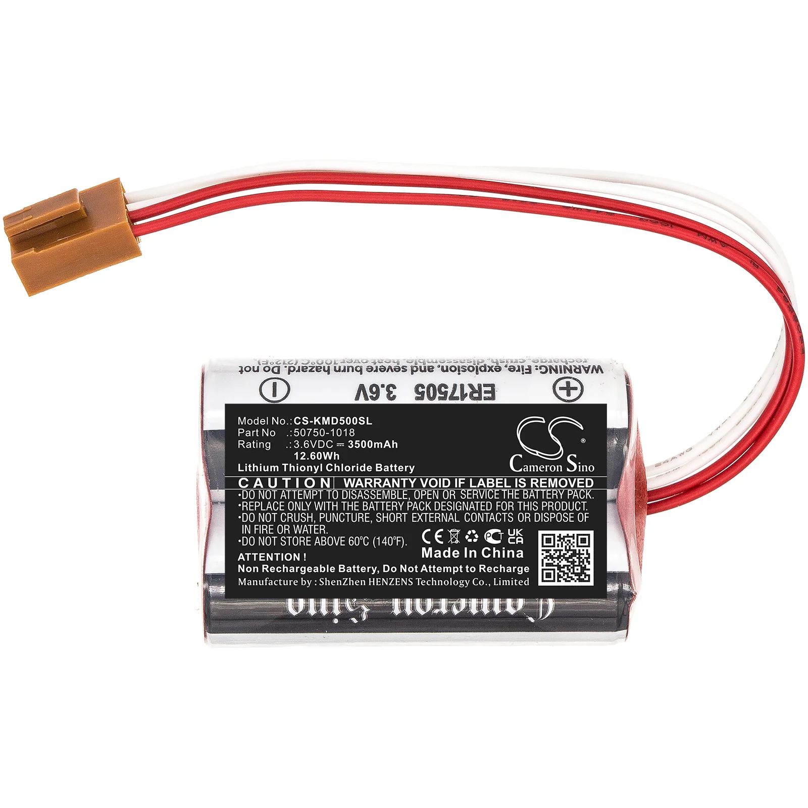 CS-KMD500SL : Battery for Nachi Robotic Systems SB100, SRA100, SRA133L and others - Replaces Nachi Robotic Systems 50750-1018 - Image 3