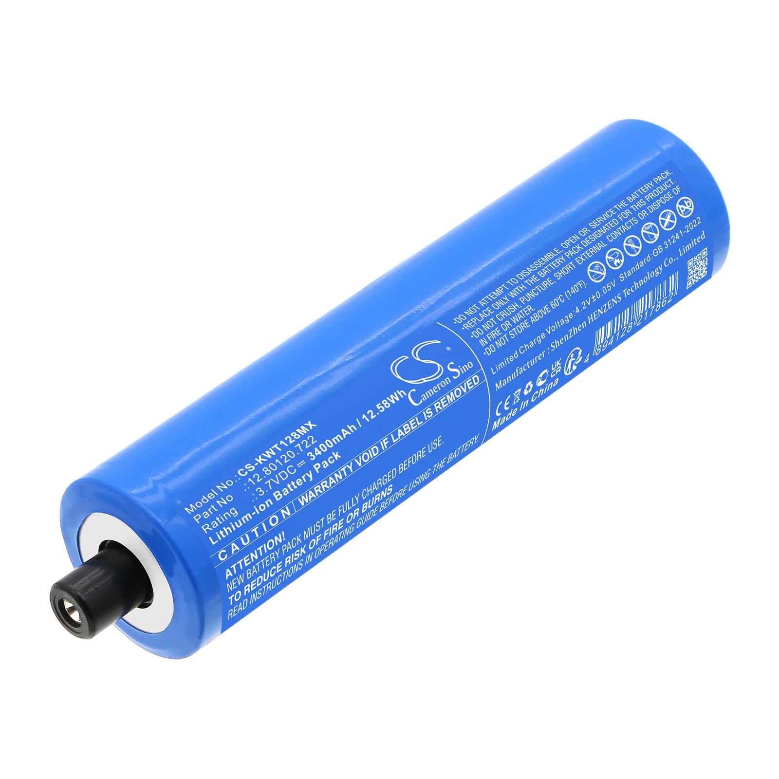 CS-KWT128MX : Battery for KaWe type C - Replaces KaWe 12.80120.722, 12.80220.722, 1S1P ICR 18650A - Image 3