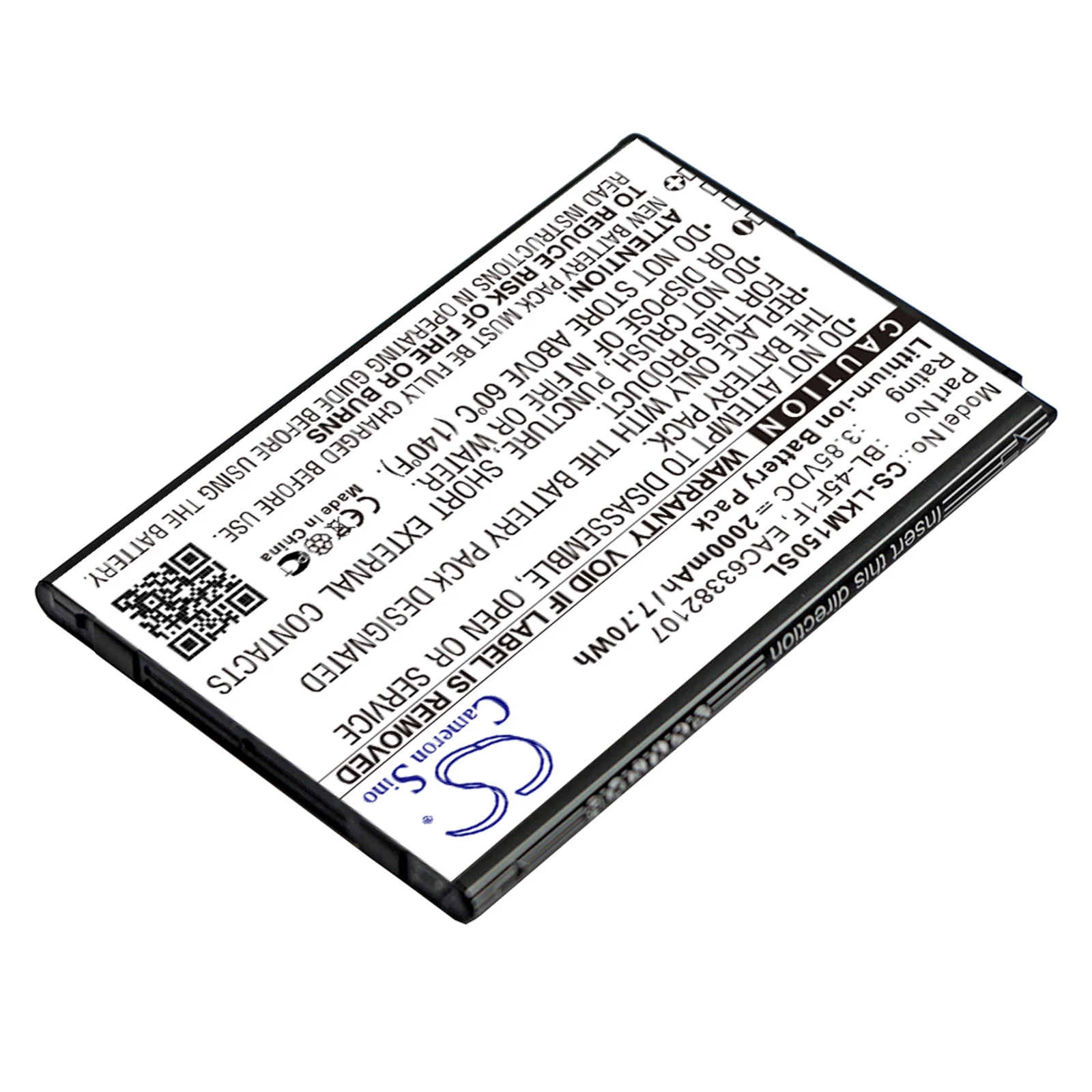 CS-LKM150SL : Battery for LG Rebel 2, L57BL, L58VL and others - Replaces LG BL-45F1F, EAC63382107, EAC63361401 and others - Image 2