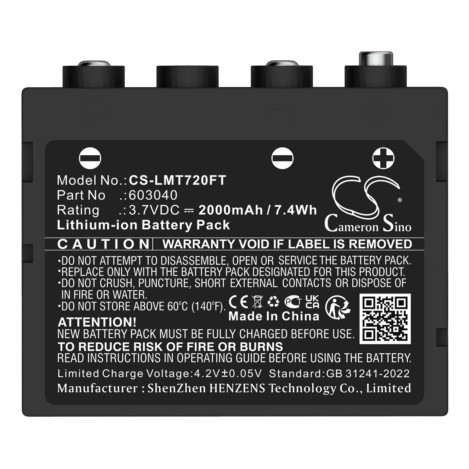CS-LMT720FT : Battery for Ledlenser H7 SE, H7R, H7R CR and others - Replaces Ledlenser 603040 - Image 2