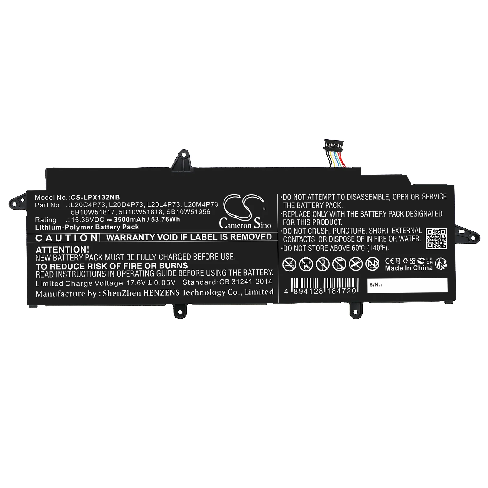 CS-LPX132NB : Battery for Lenovo ThinkPad X13 Gen 2(Intel)-20WK00ACMZ, ThinkPad X13 Gen 2(Intel)-20WK0088ZA, ThinkPad X13 Gen 2(AMD)20XH008YIV and others - Replaces Lenovo L20C4P73, L20D4P73, L20L4P73 and others - Image 3