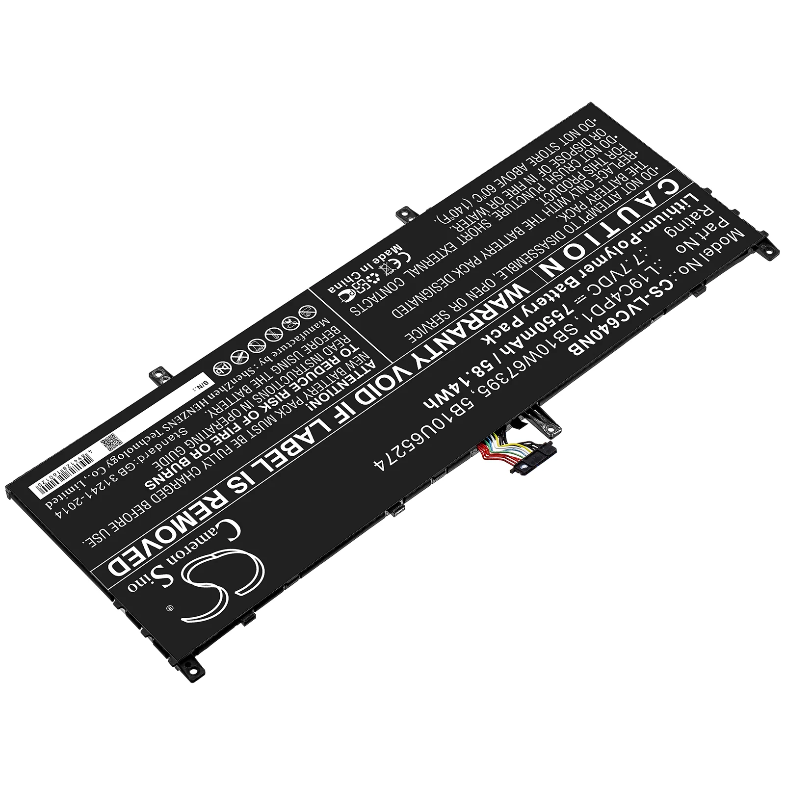 CS-LVC640NB : Battery for Lenovo Yoga C640 13, Yoga C640 13IML - Replaces Lenovo SB10W67395, 5B10U65274, L19C4PD1 and others - Image 2