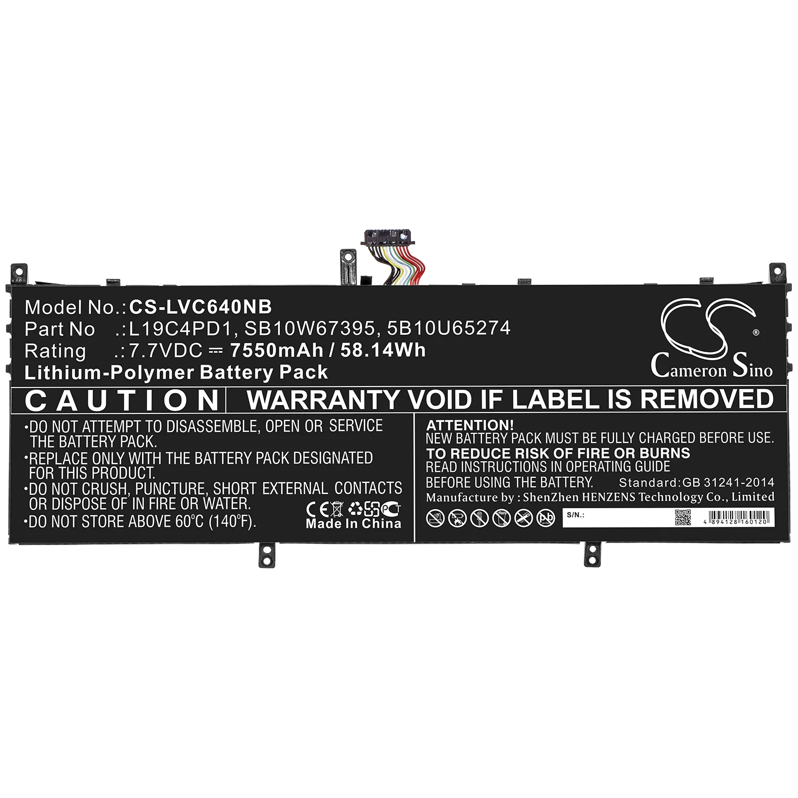 CS-LVC640NB : Battery for Lenovo Yoga C640 13, Yoga C640 13IML - Replaces Lenovo SB10W67395, 5B10U65274, L19C4PD1 and others - Image 3