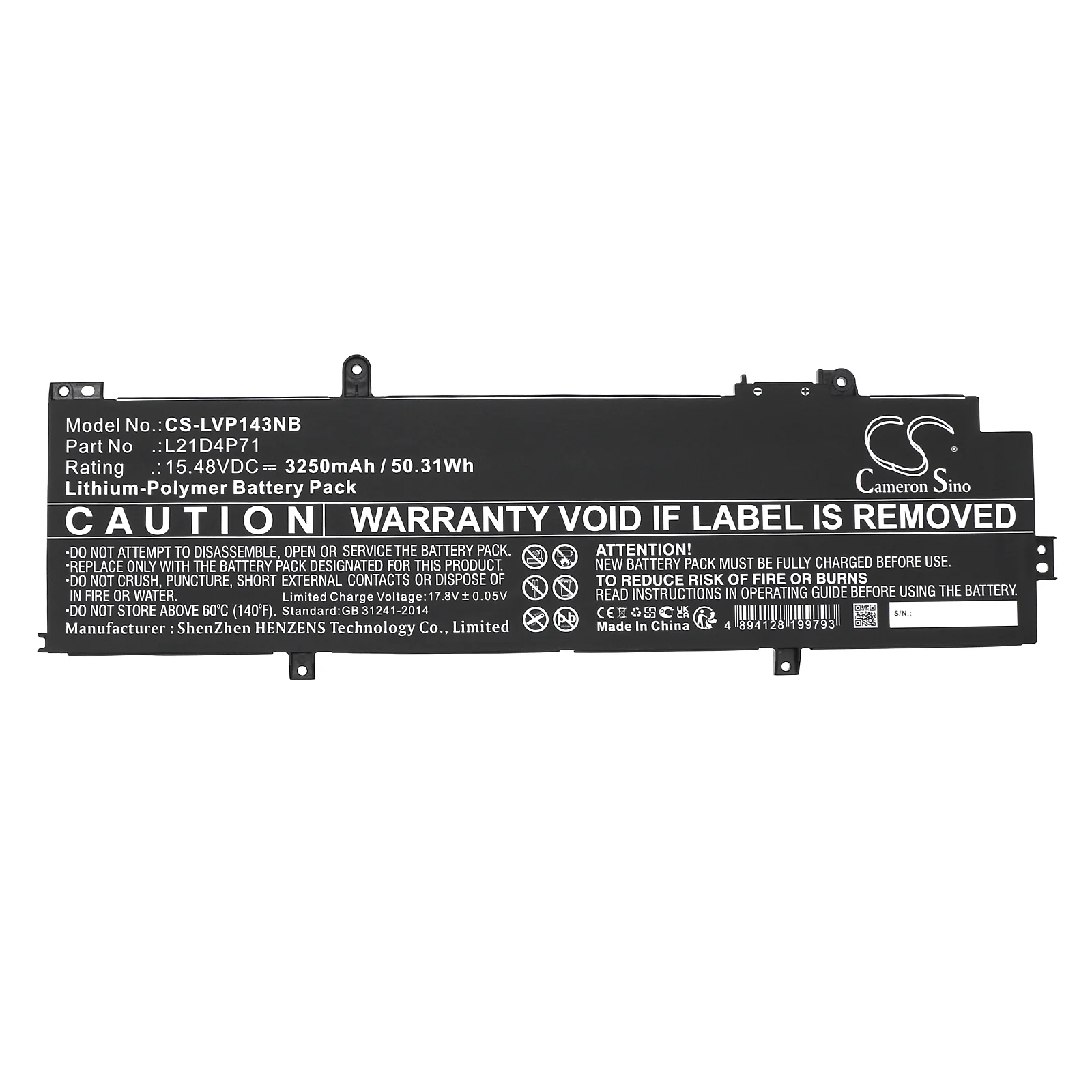 CS-LVP143NB : Battery for Lenovo ThinkPad P14s Gen 3(AMD)21J5000LMZ, ThinkPad P14s Gen 3(AMD)21J5002JGE, ThinkPad T14 Gen 3(Intel)21AH004SED and others - Replaces Lenovo 5B10W51863, 5B10W51864, 5B10W51866 and others - Image 2
