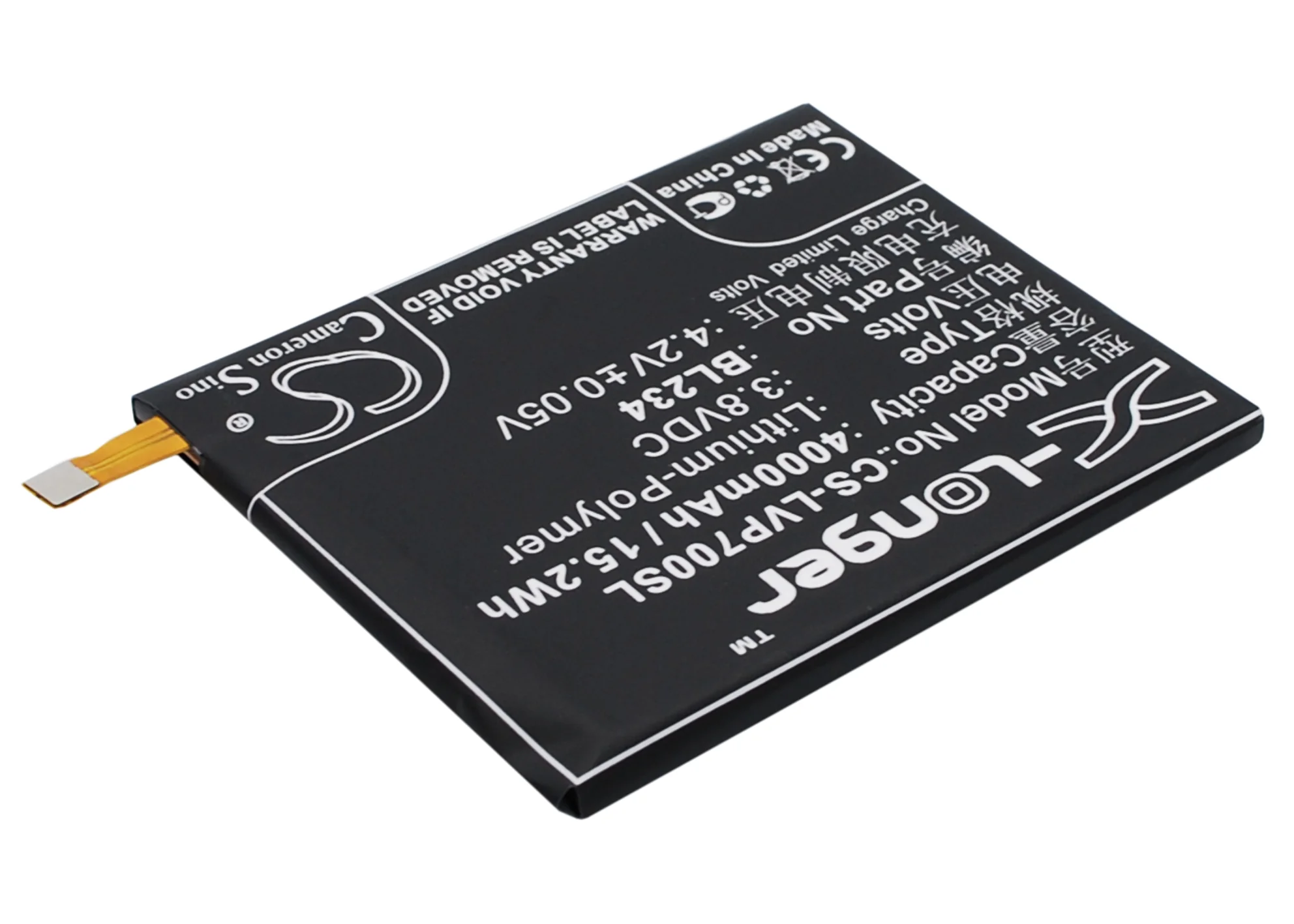CS-LVP700SL : Battery for Lenovo P70t, VIBE P1m, A5000 DUAL - Replaces Lenovo BL234 - Image 3